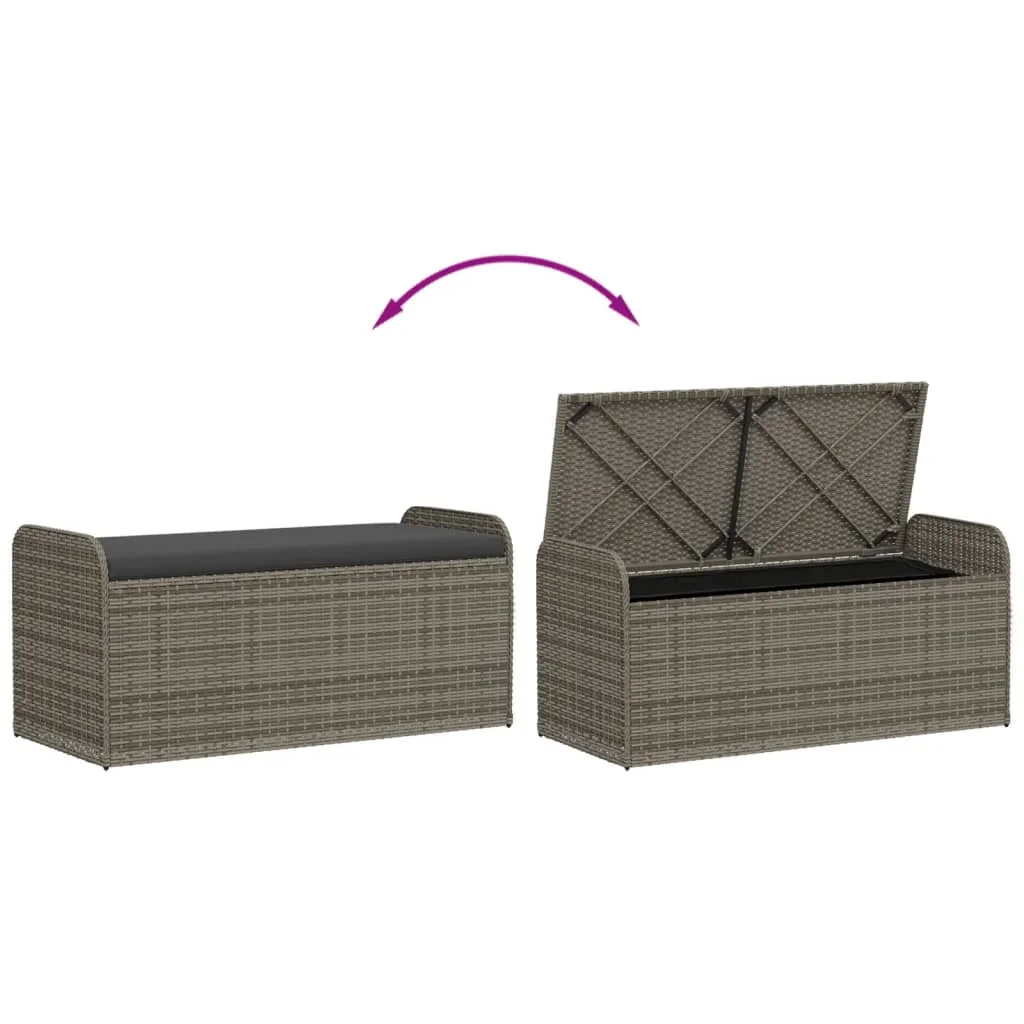 vidaXL Storage Bench with Cushion Outdoor Garden Seat Furniture Poly Rattan - Image 51
