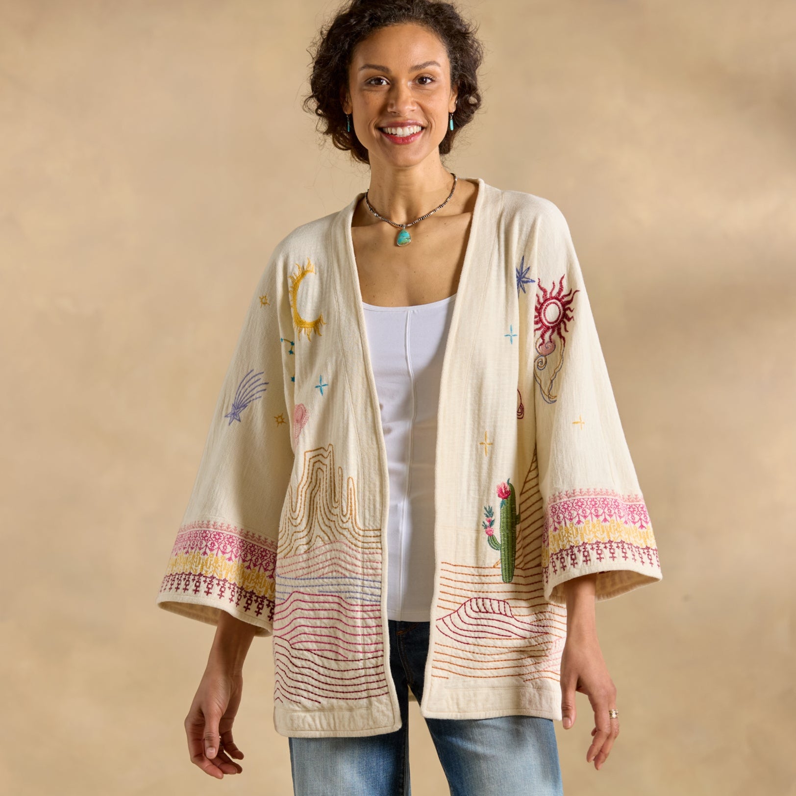 Saguaro Embroidered Kimono - Sundance Clothing