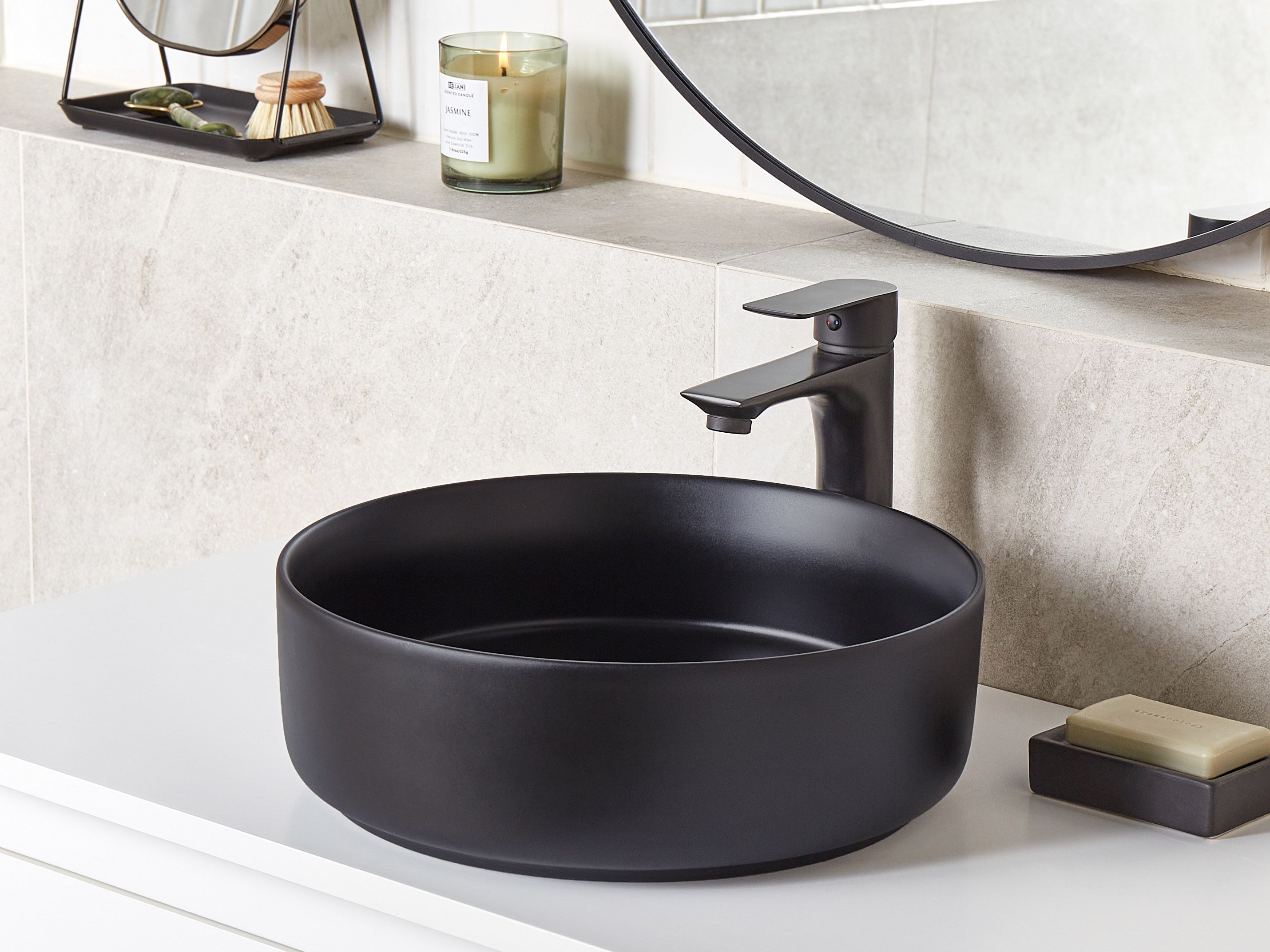 Countertop Basin CALIG ⌀ 360 mm Ceramic Black