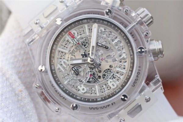 Replica Hublot Big Bang Unico Sapphire Plastic Case Skeleton Dial White Rubber Strap Jap Quartz - Top club