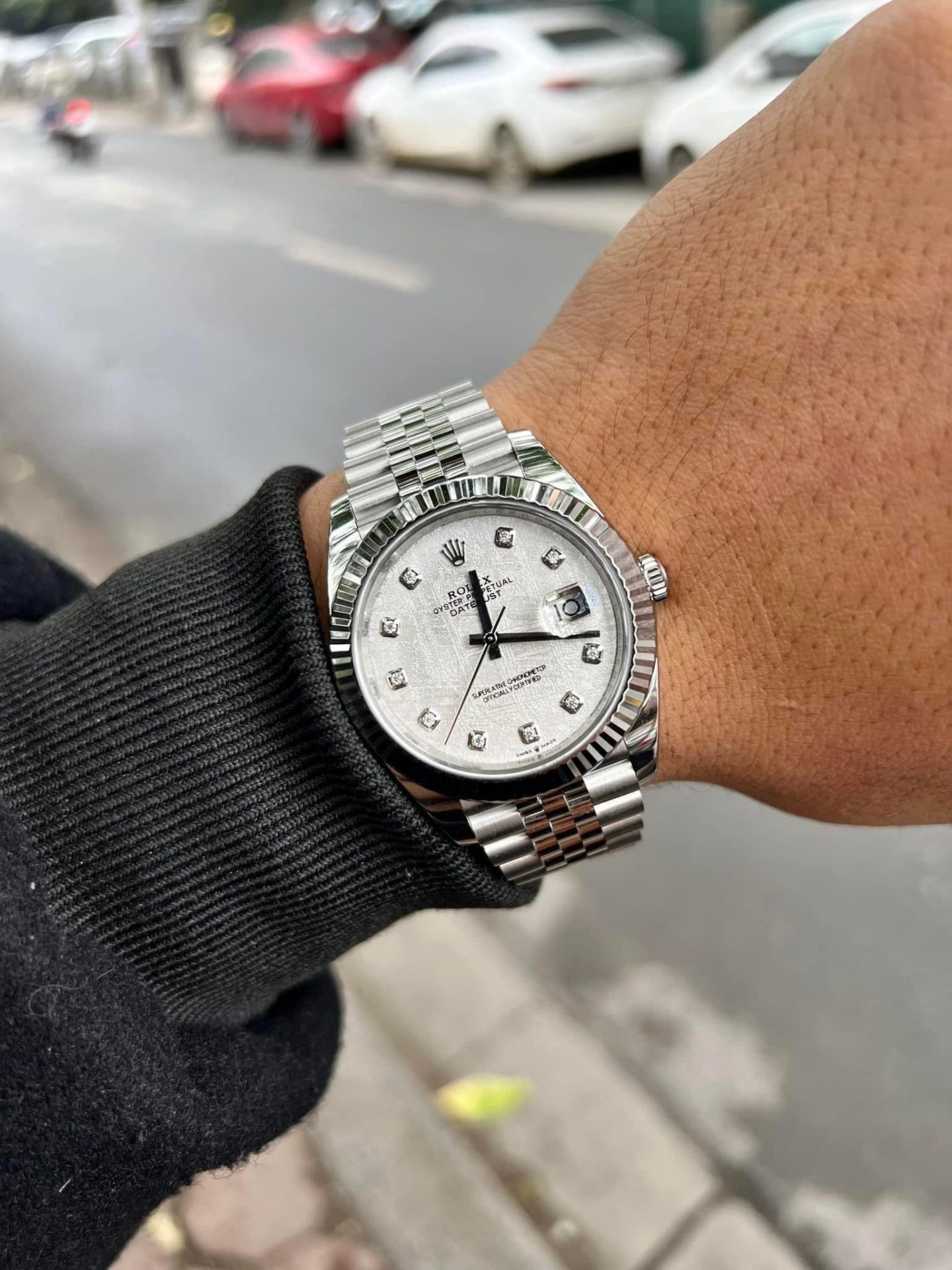 Rolex DateJust Replica Watch Meteorite Dial Moissanite Diamonds Clean Factory 41mm - Top club