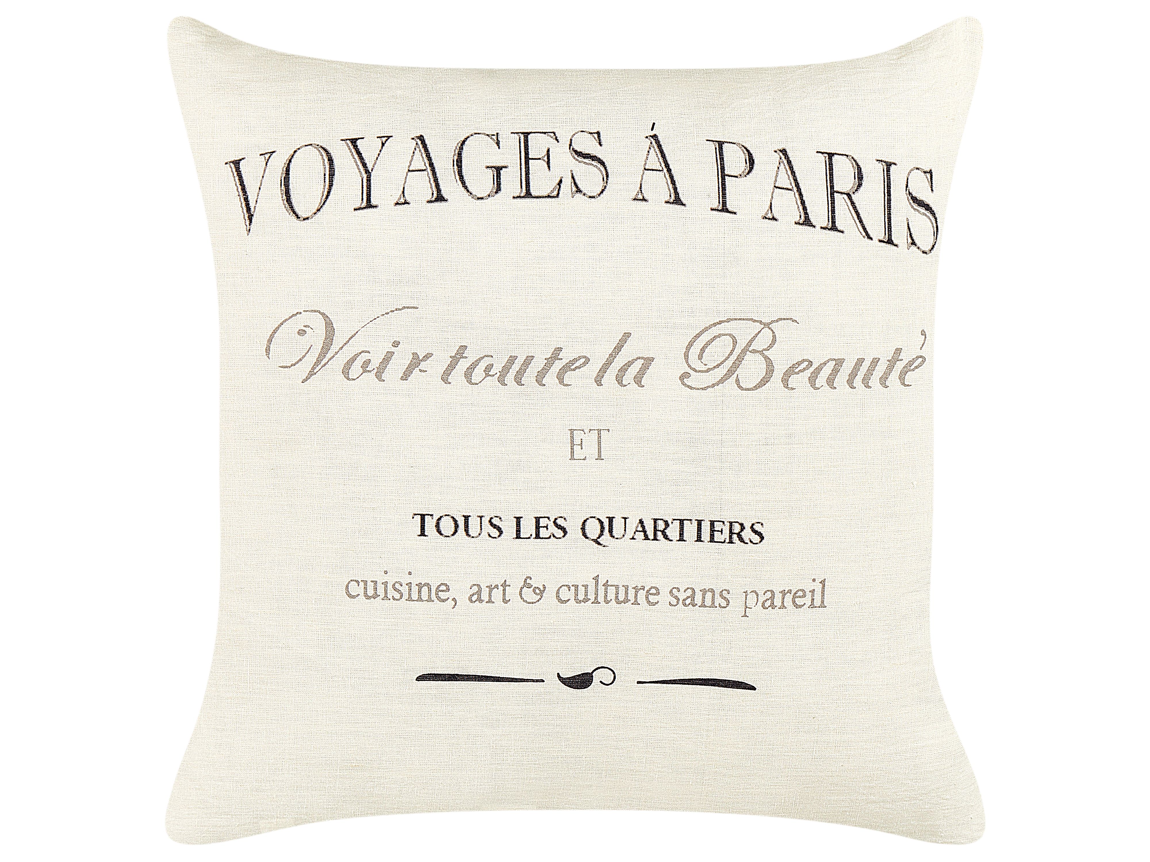 Set of 2 Decorative Cushions MINDALA Linen 50 x 50 cm Off-White Text