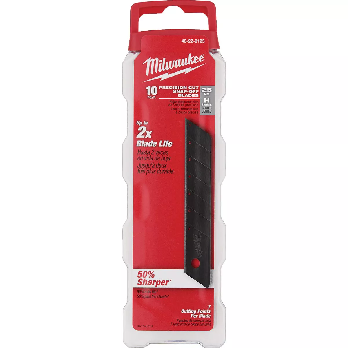 Milwaukee 25mm 7-Point Precision Snap-Off Knife Blade (10-Pack)