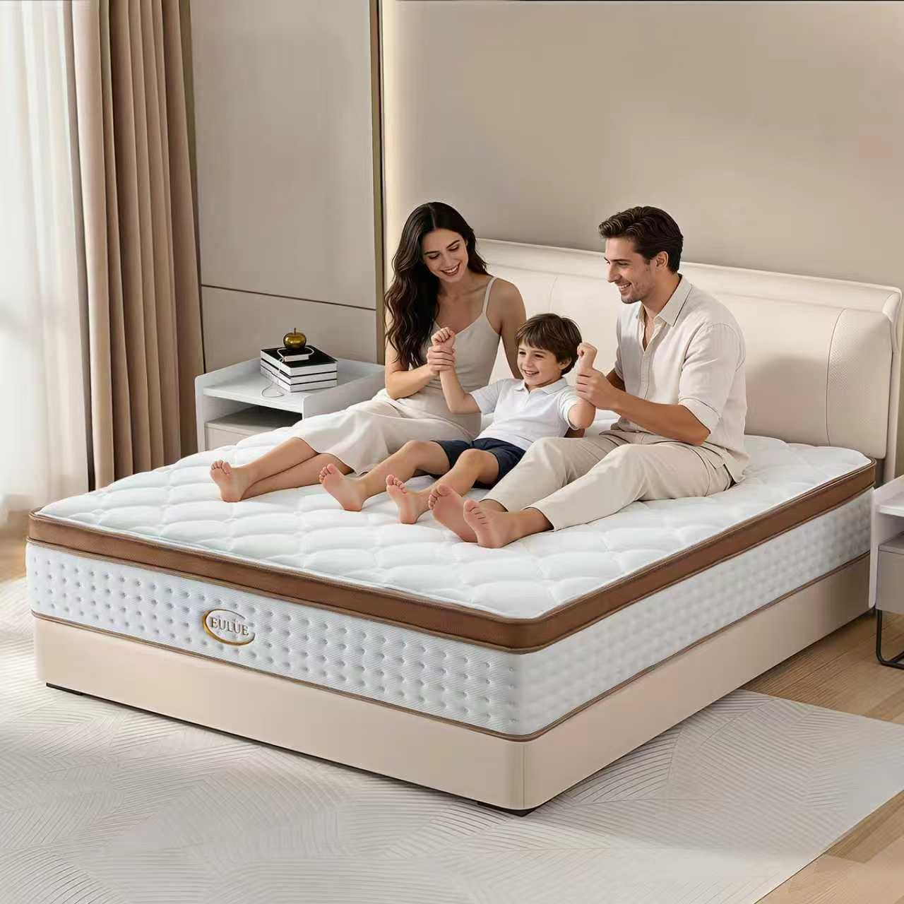 King Size Mattress 14 Inch, Hybrid Memory Foam Mattress in a Box，Medium Firm with Zoned Pocket Coils Support and Motion Isolation Design,CertiPUR-US Certified,80