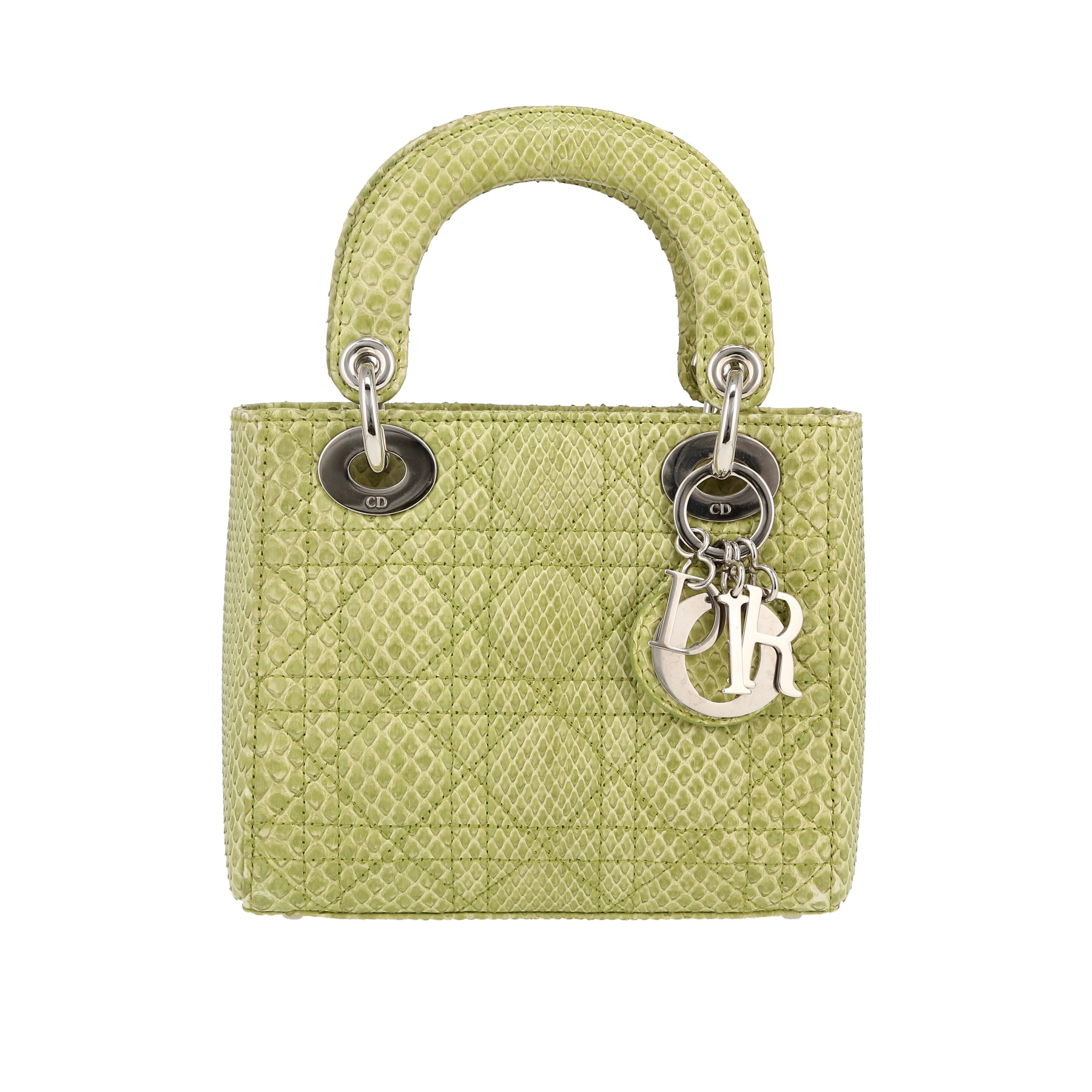 Dior Lady Dior mini handbag in green python1:1High-quality replica