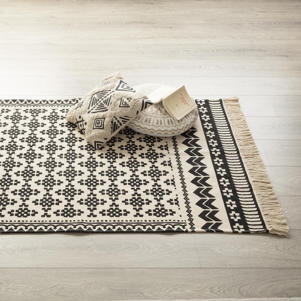 Rug "Delhi", cotton Black and white, 120x170 cm