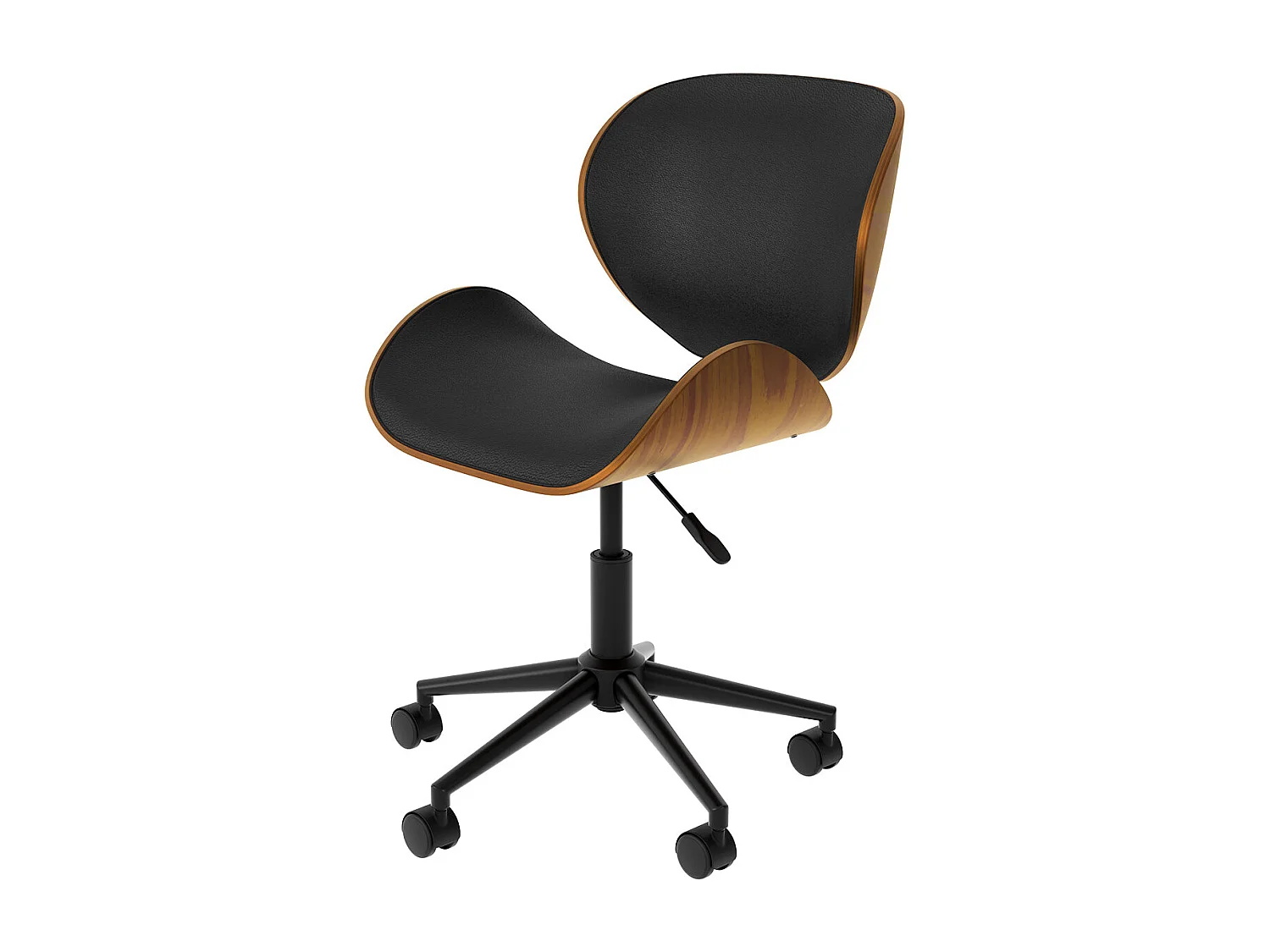 Chaise de bureau pivotante en cuir synthétique noir 79-91cm - Baudoin