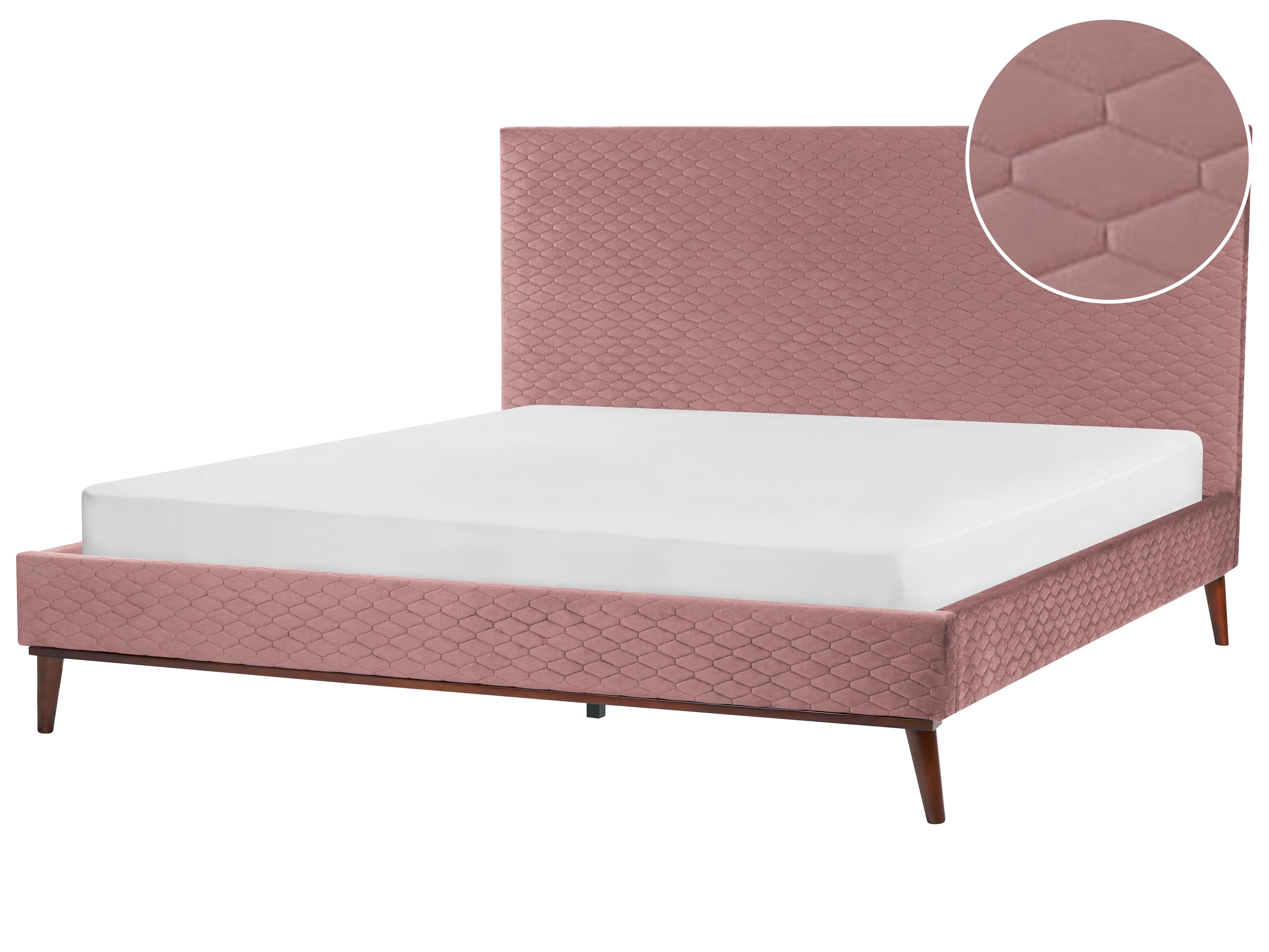 Bed Velvet BAYONNE 180 x 200 cm (EU Super King) Pink