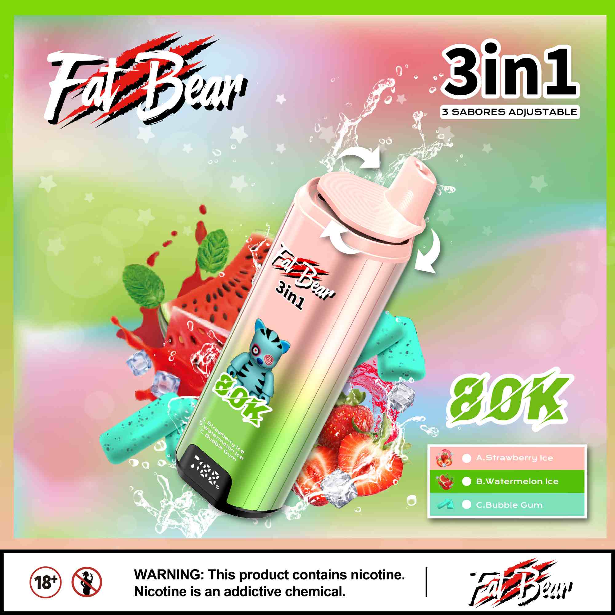 AIVONO AIM FATBEAR 80000 Puffs 3 in 1 Flavors Disposable Vape