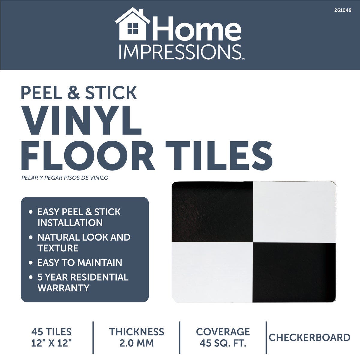 Home Impressions Checkerboard Tile 12 In. x 12 In. Vinyl Floor Tile (45 Sq. Ft./Box)
