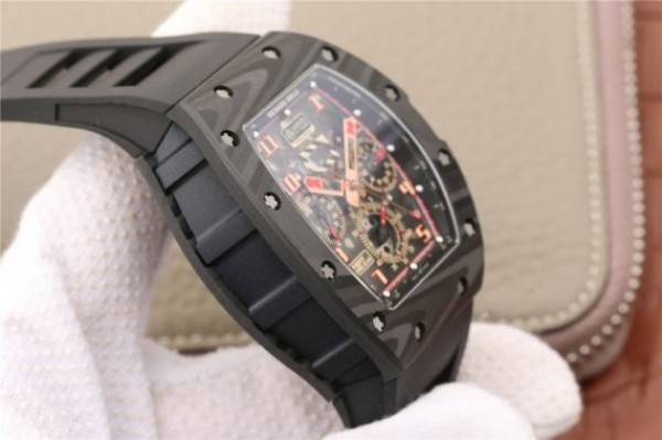 Replica Richard Mille RM011 NTPT Lotus F1 Team PVD Chronograph KVF Crystal Skeleton Dial Red Black Rubber Strap A7750 - Top club
