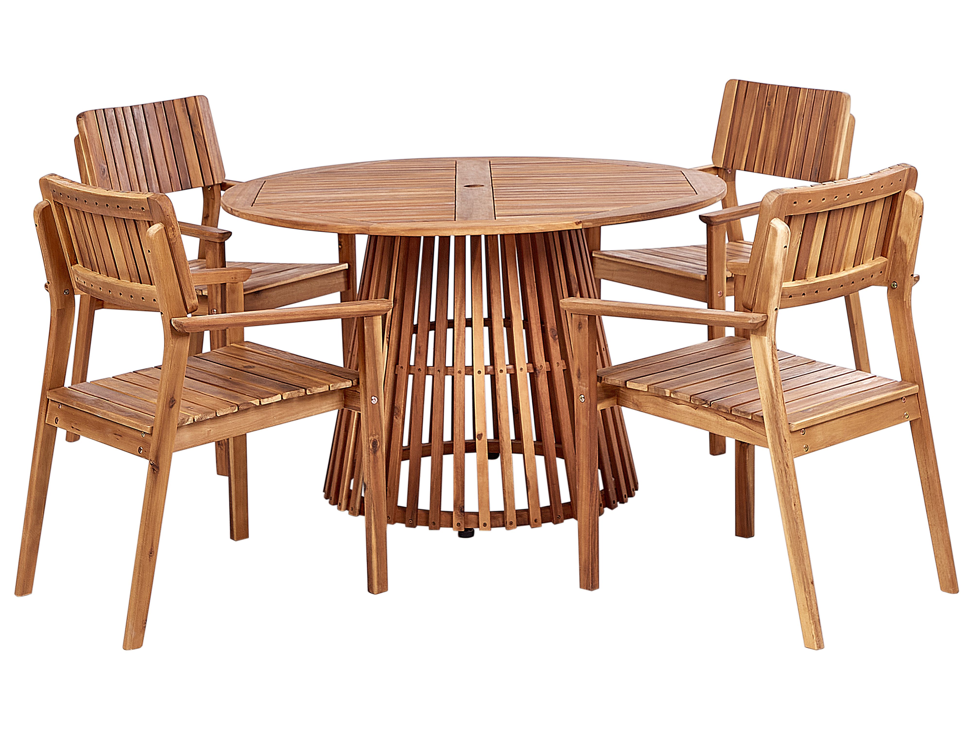 Garden Dining Set 4 Seater AGELLO Acacia Wood Brown