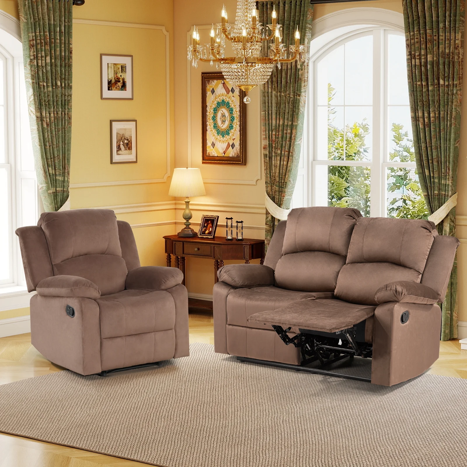 Bonzy Home Recliner Chair with Soft Padded Headrest and Armrest, Theater Reclining Chair Sofa for Living Room and Bedroom - Image 11