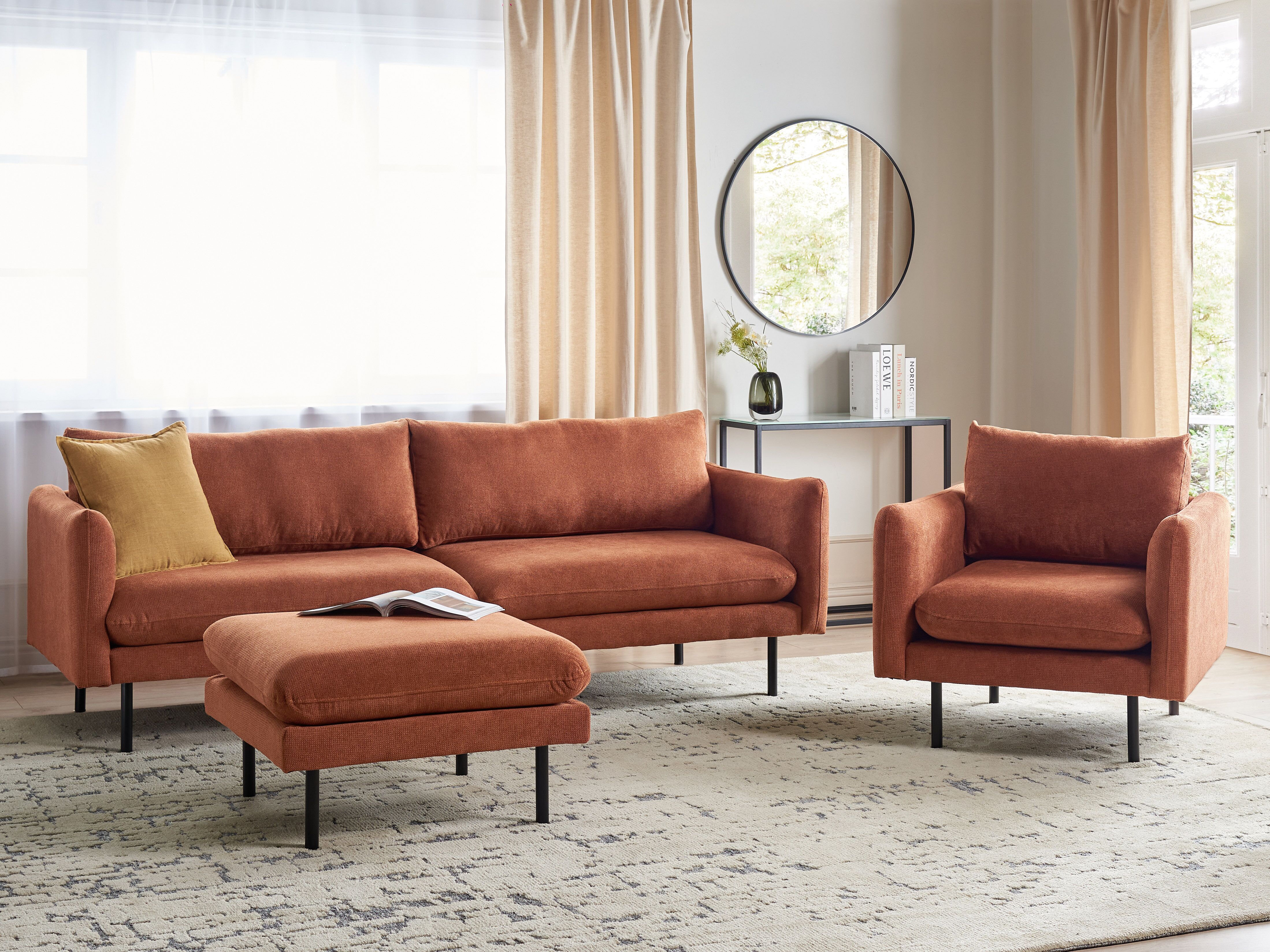 Living Room Set 5 Seater VINTERBRO Chenille Golden Brown with Ottoman