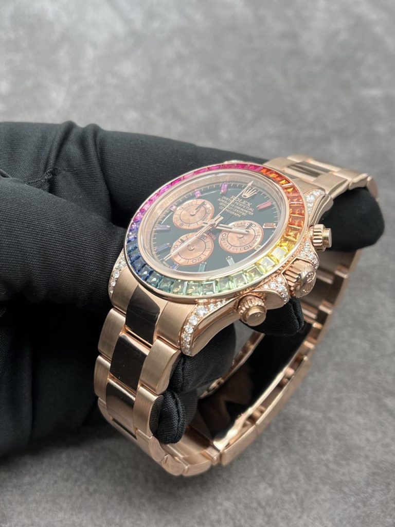 Rolex Custom Daytona Rainbow M116595R 18K Solid Gold And Gemstones 40mm - Elite Watch Atelier