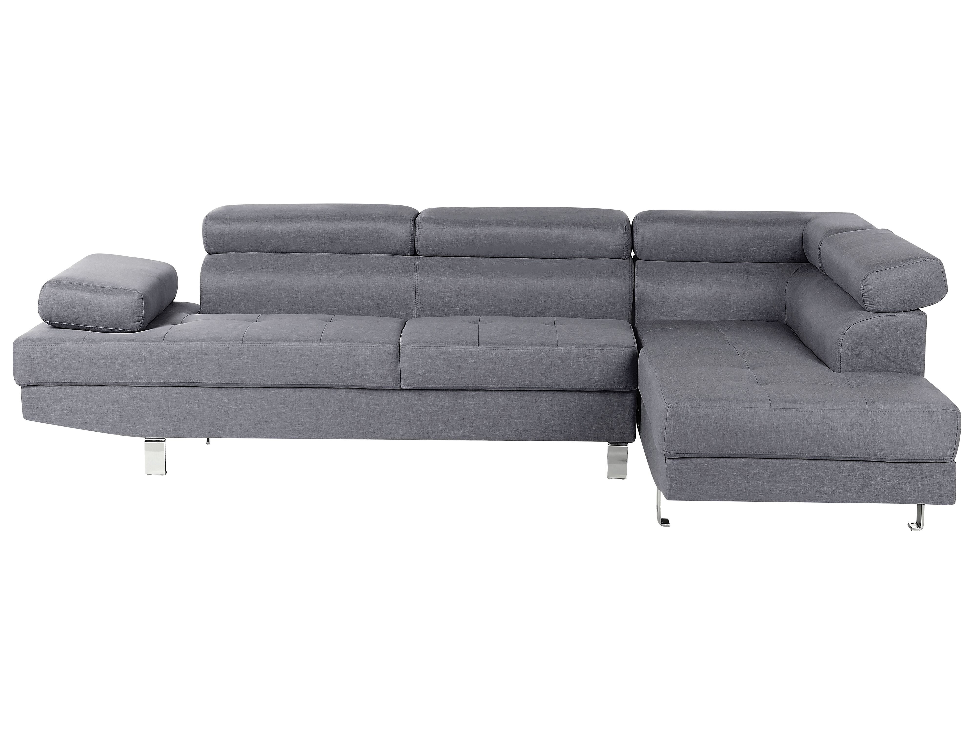 Corner Sofa 5 Seater NORREA Fabric Grey Left Hand