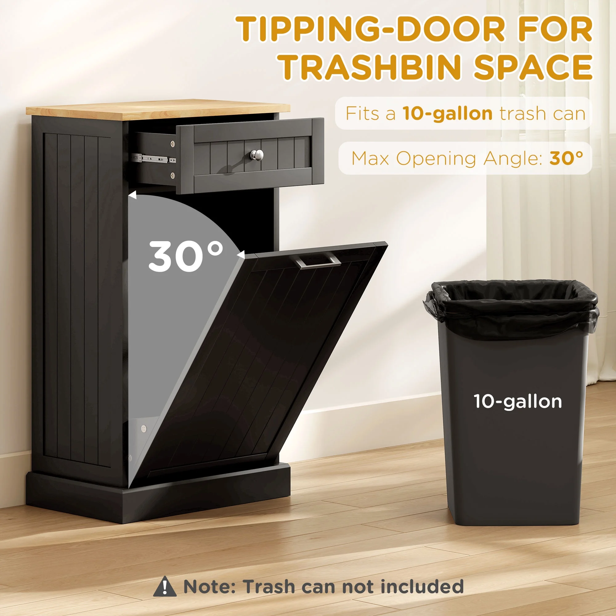 HOMCOM Kitchen Tilt Out Trash Bin Cabinet, Free Standing Recycling Cabinet - Image 6