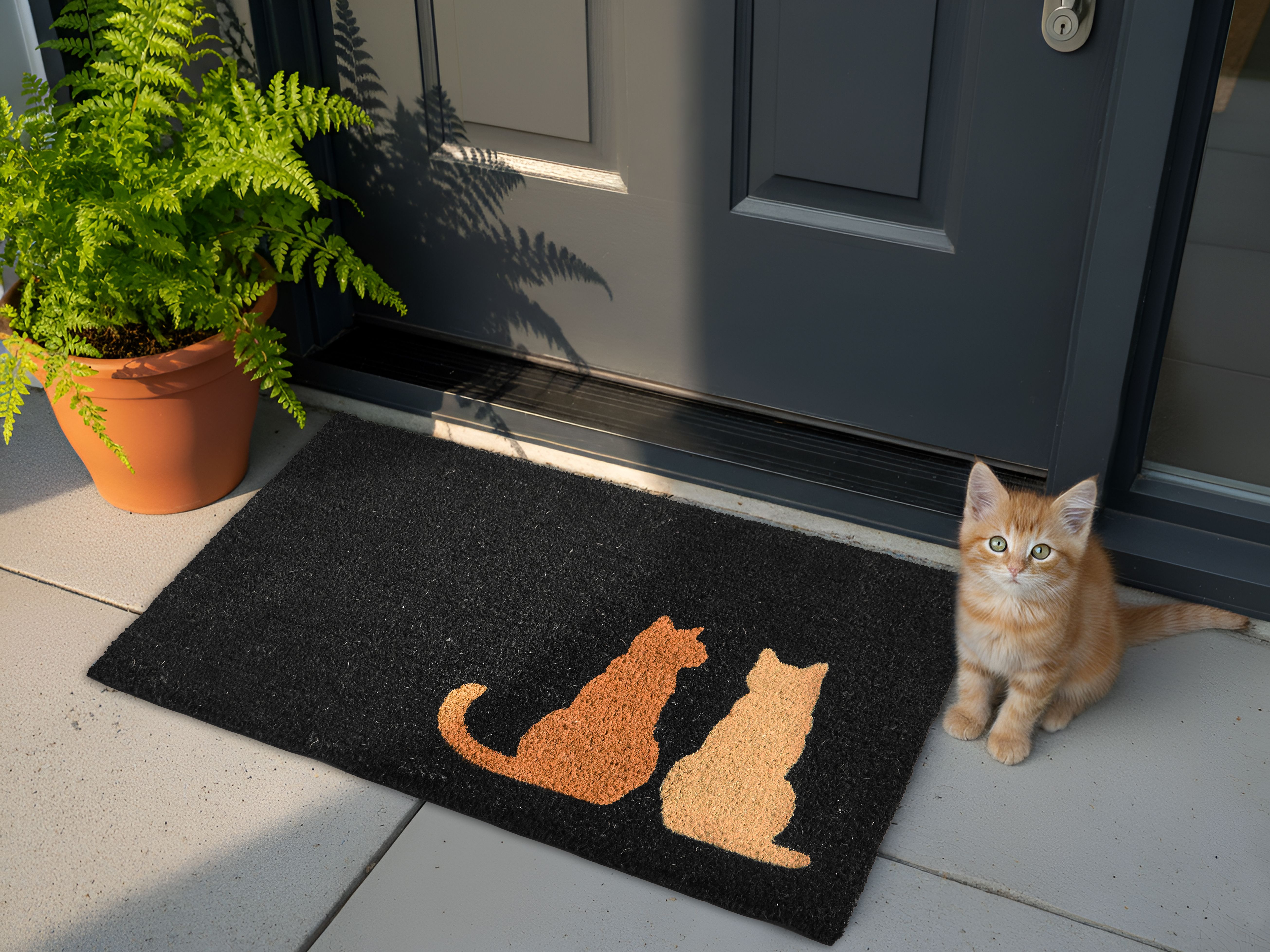 Doormat NAPALIT Black 60 x 90 cm Cat Coir