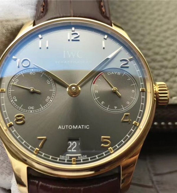 Replica IWC ZF Portuguese IW5001 YG Gray Dial Leather Strap - Top club