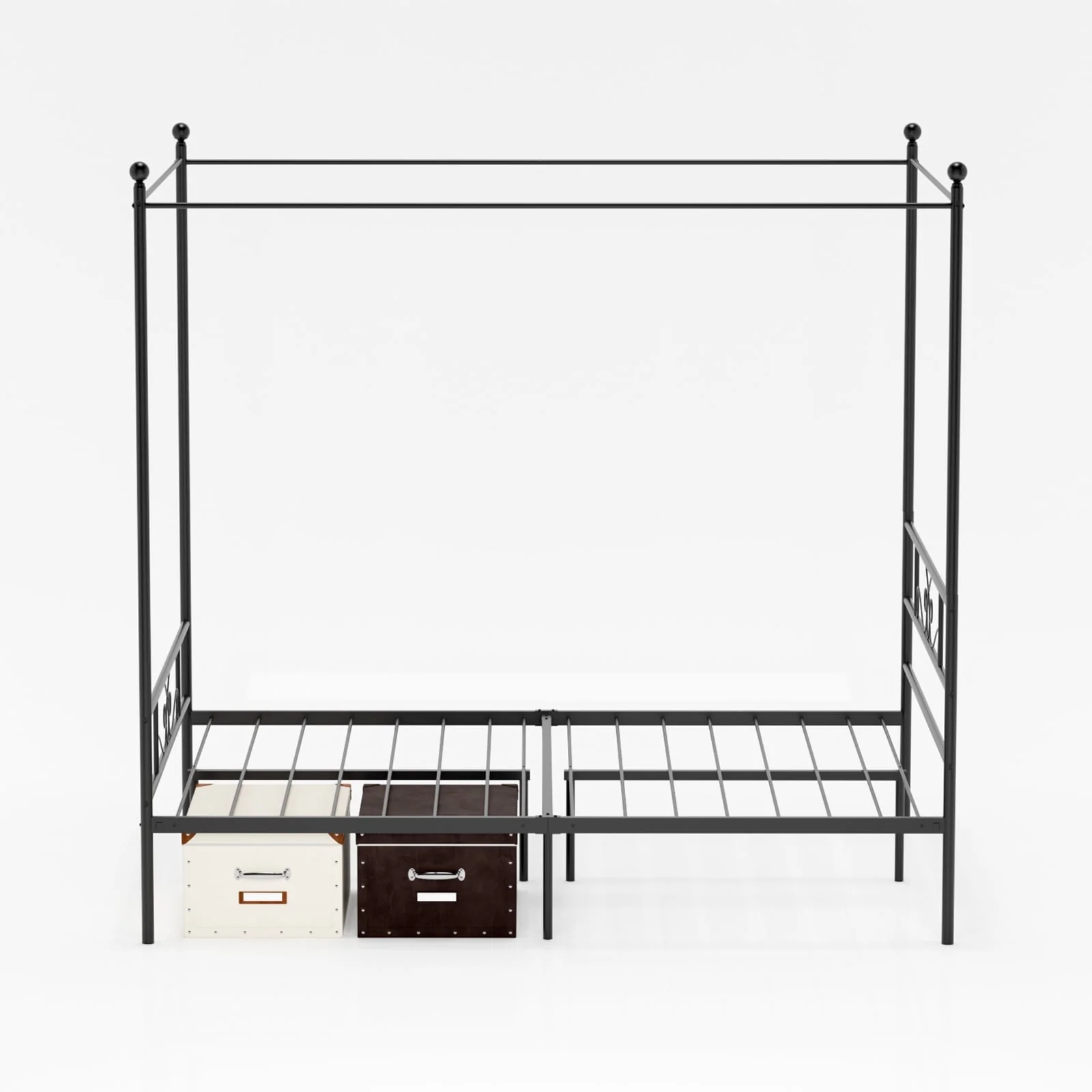 Teraves Metal Canopy Bed 4-post Canopy Bed Frame with Headboard, Full, Black - Image 6