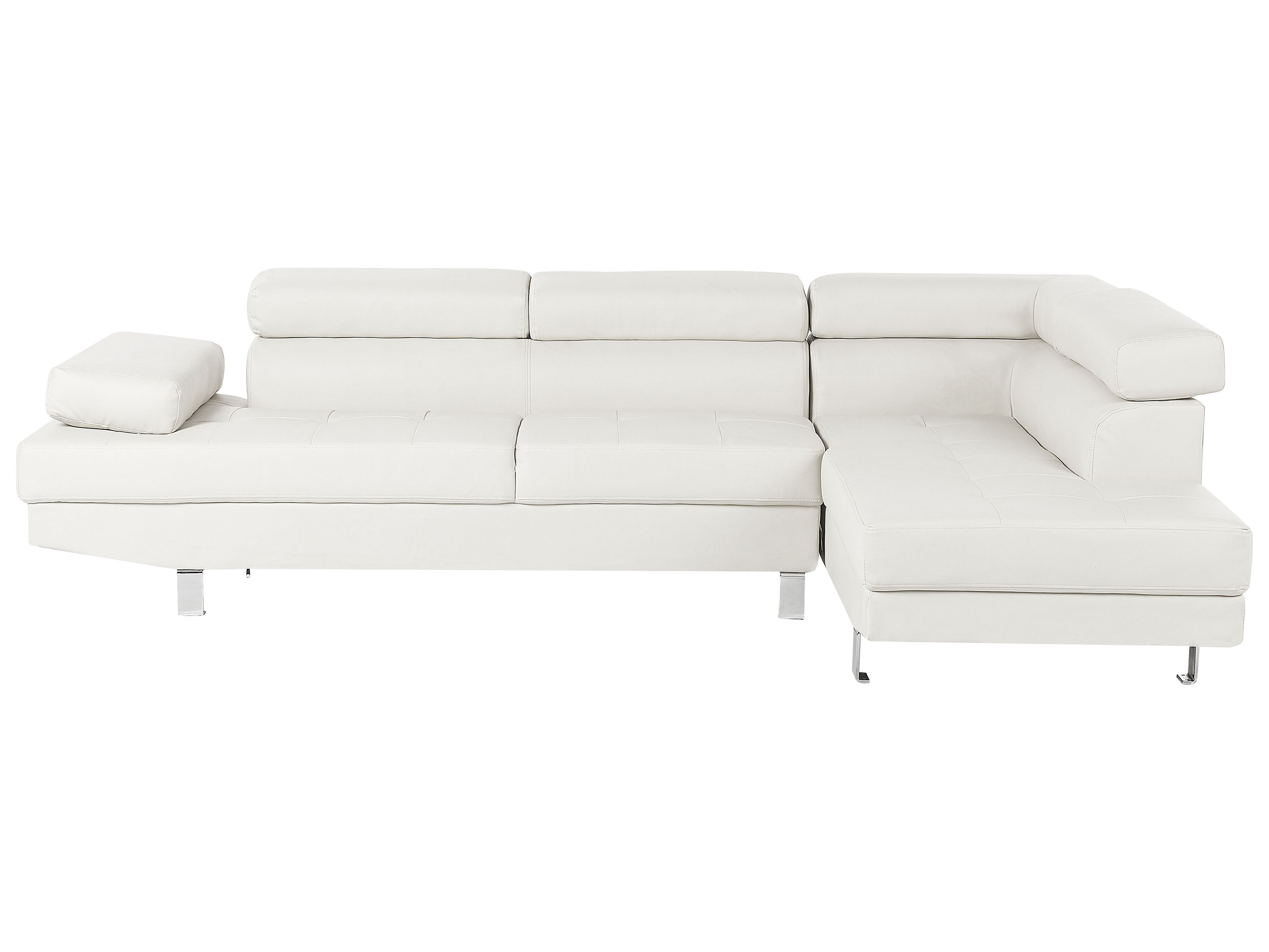 Corner Sofa 5 Seater NORREA Faux Leather White Left Hand