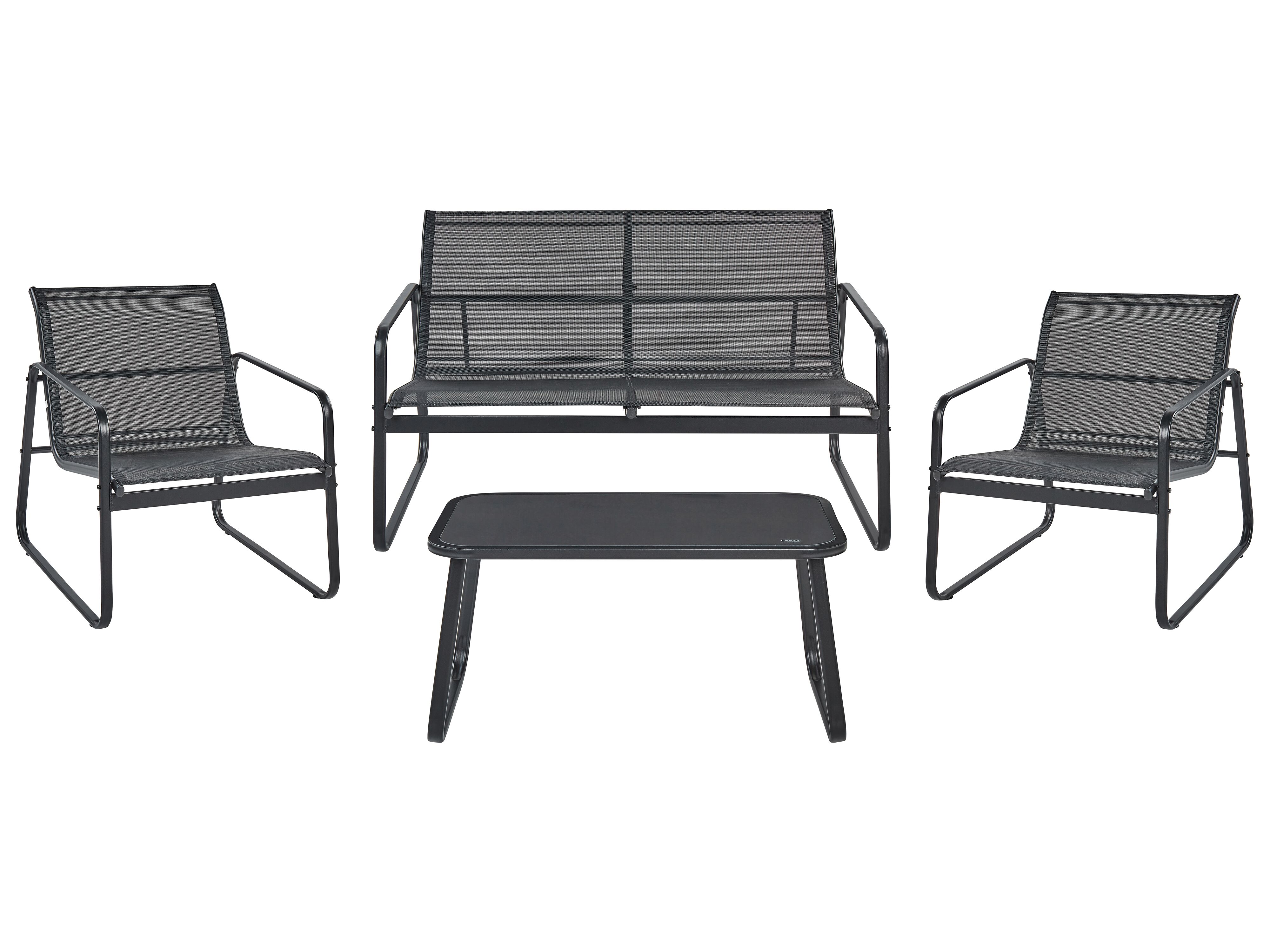 Garden Lounge Set with Table 4 Seater BARREA Metal Black