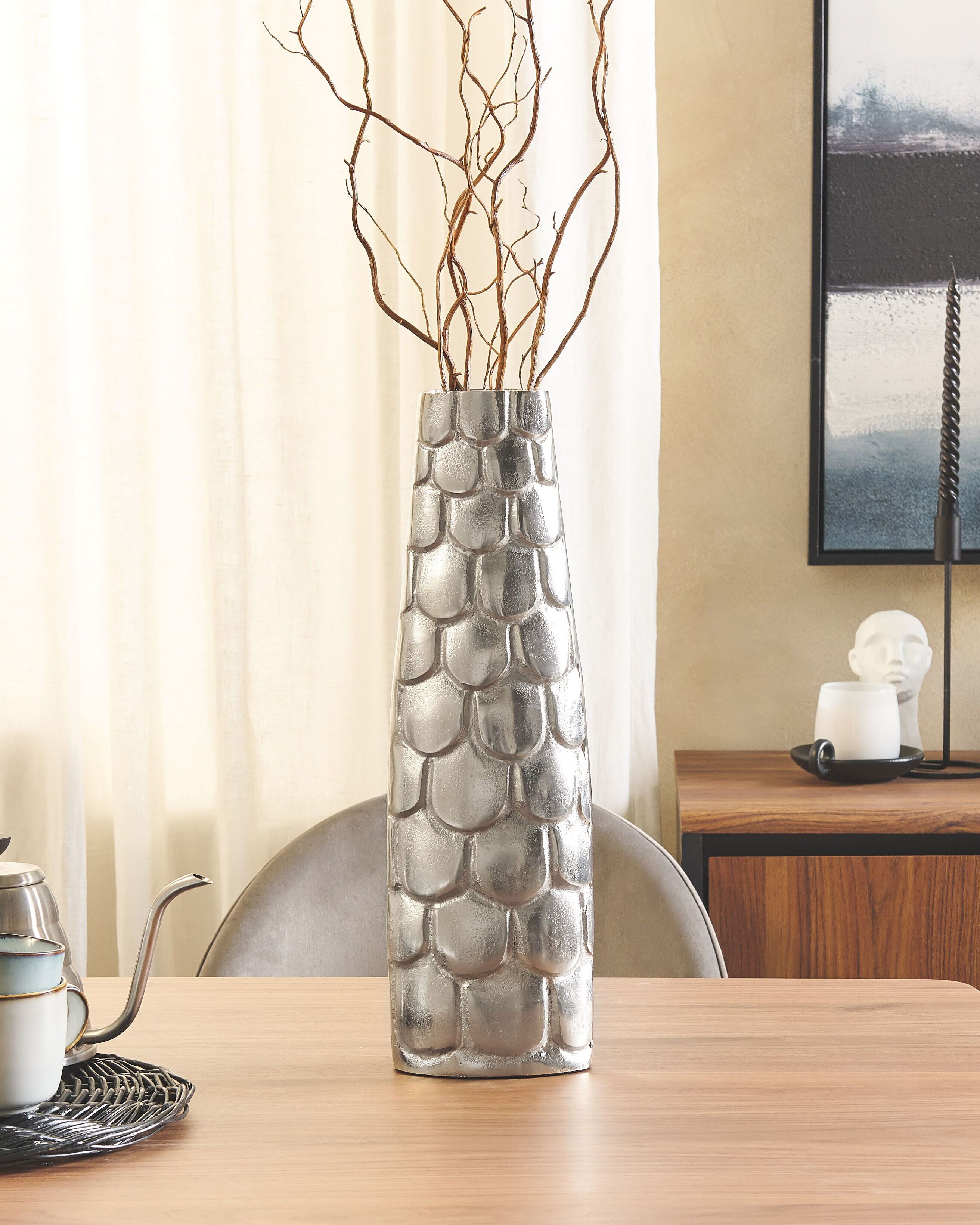 Flower Vase SUKHOTHAI Metal 47 cm Silver