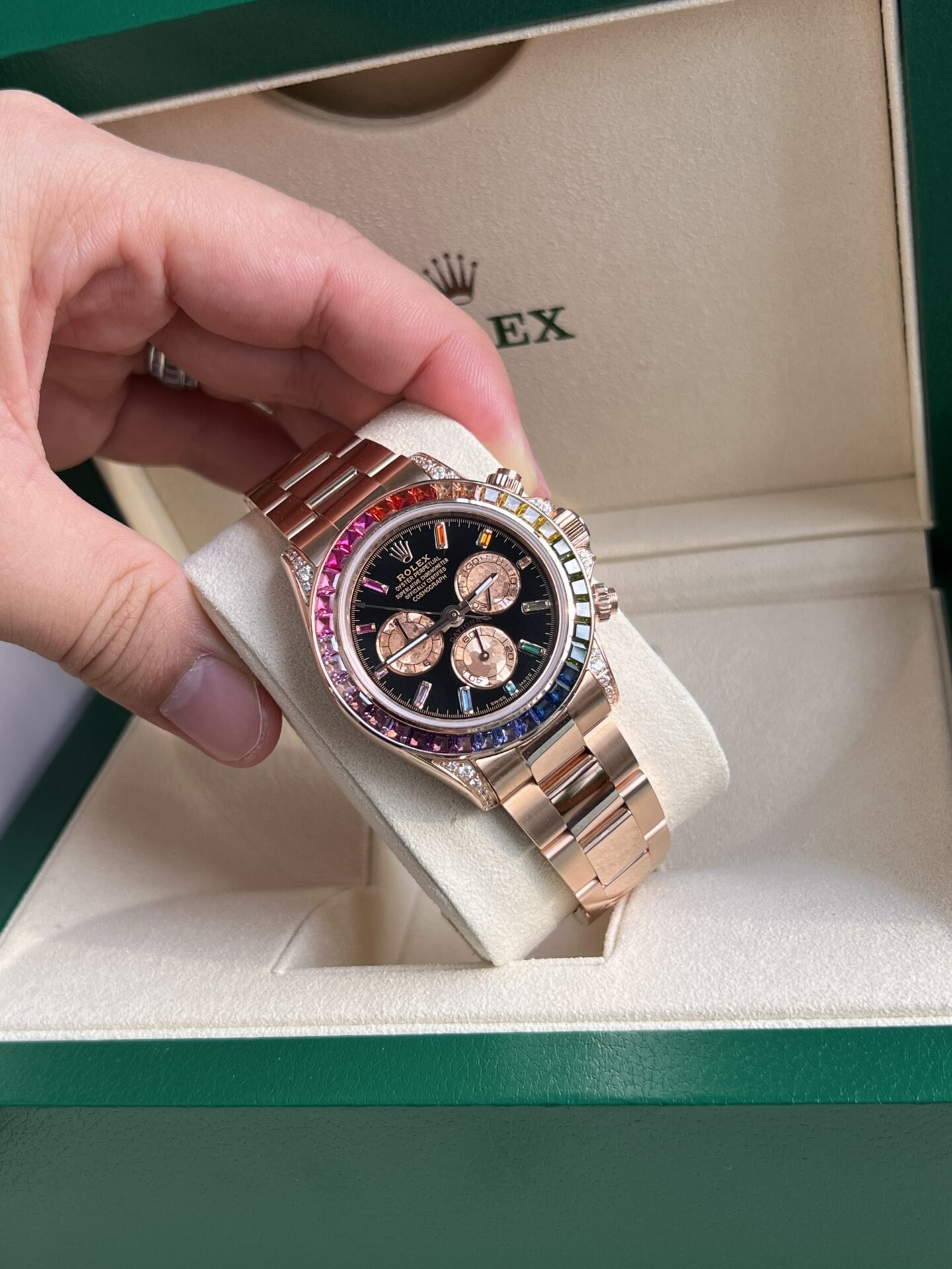 Rolex Daytona Rainbow Replica Watch Gold Wrapped Moissanite TW 40mm - Top club