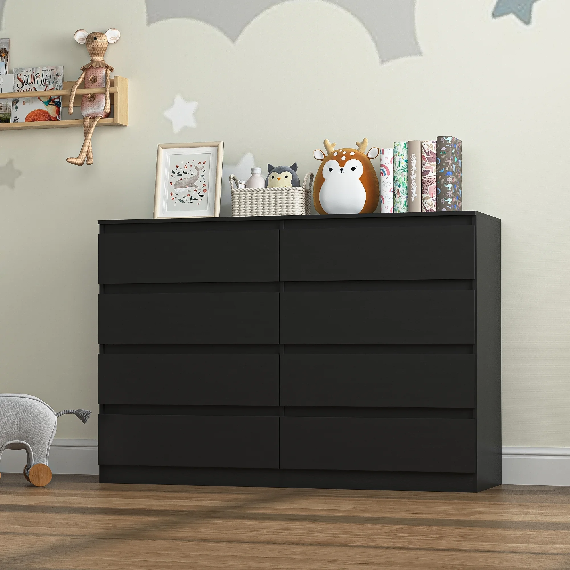 Kadyn White Chest of Drawer, 6 Double Drawer Dresser for Bedroom, Modern Storage Cabinet for Living Room, Dresser - Image 145
