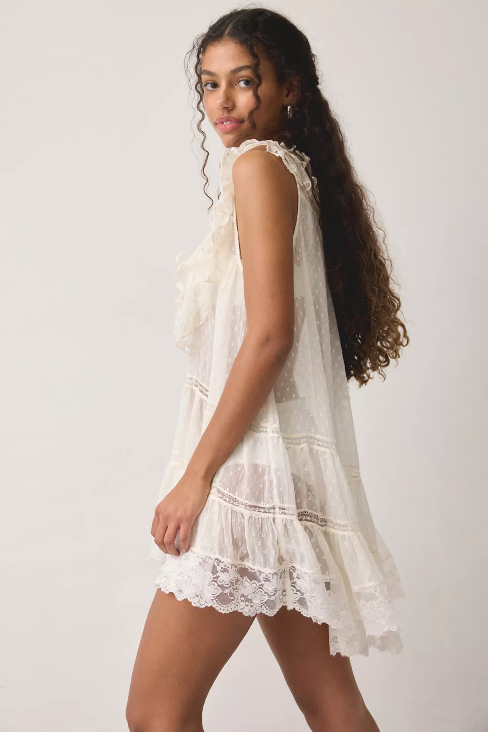 Out From Under Wildflower Sheer Lace Trim Sleep Dress - Ivory