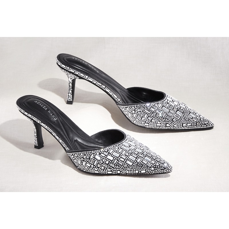 Azalea Wang Camellian Rhinestone Mule with Memory Foam and 2.75