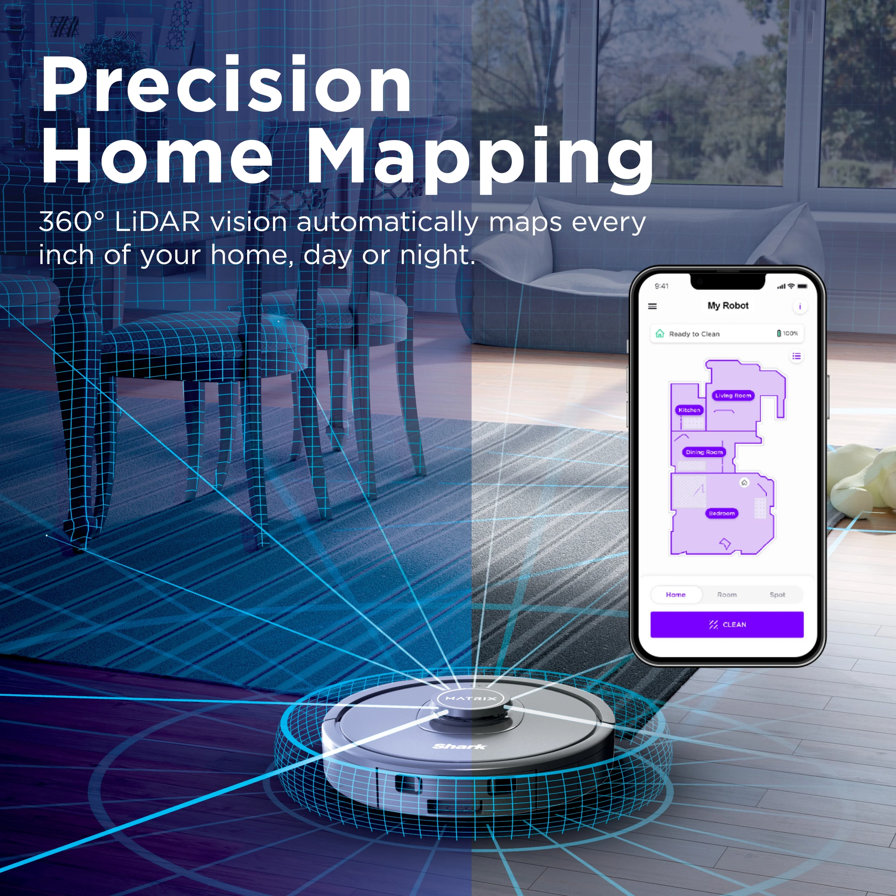Shark Matrix Robot Vacuum, Carpets & Hard Floors, Precision Home Mapping, Perfect for Pet Hair, Wi-Fi, RV2300 - Image 10