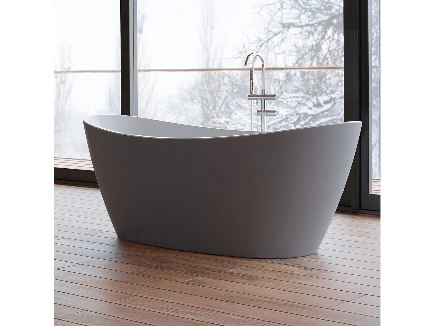 Baignoire Ilot Neroon 2.0 170 grise 170 x80 x60 cm, by SPALINA