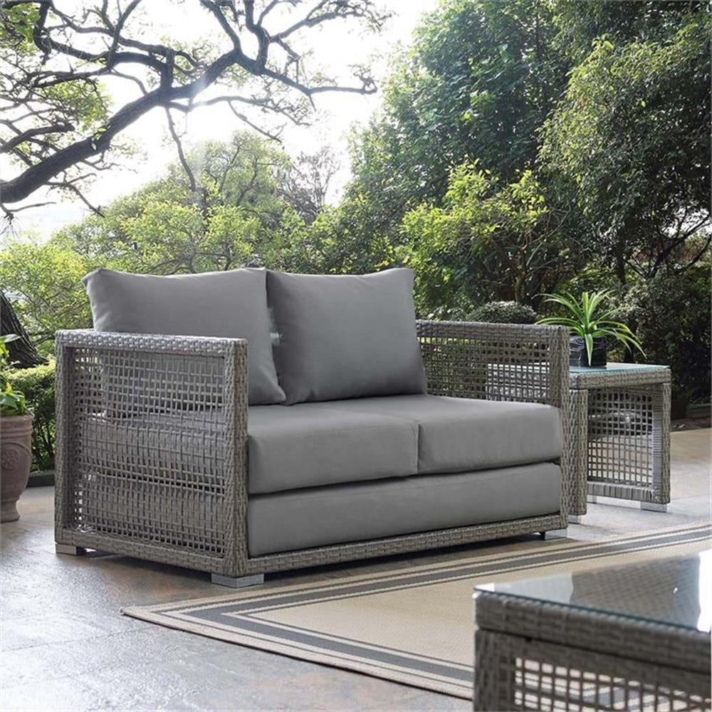 Afuera Living Wicker Patio Loveseat, Gray - 52in W x 32in D - Image 4 Afuera Living Wicker Patio Loveseat, Gray - 52in W x 32in D - Image 4