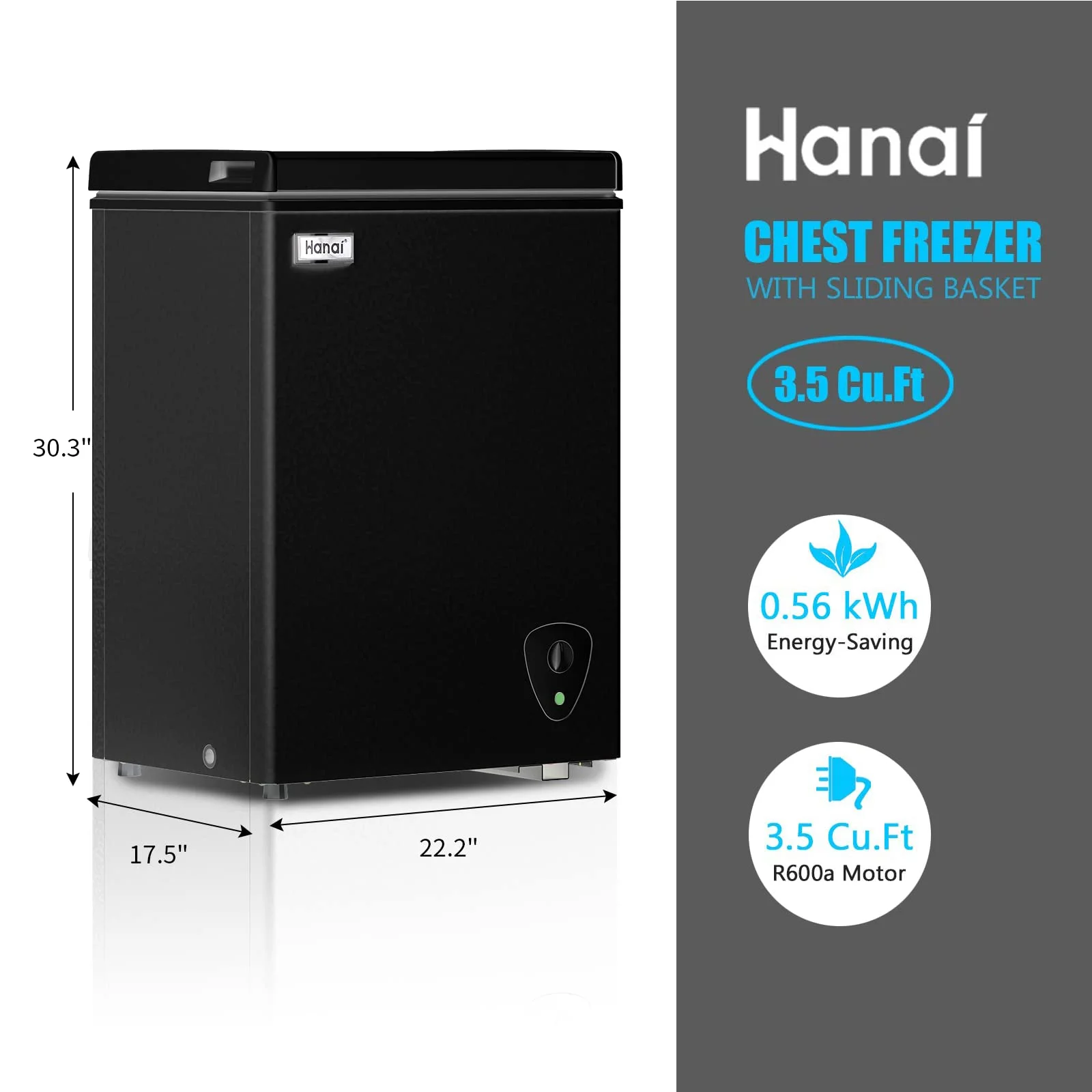 WANAI 3.5 Cu.ft Freezer, Chest Freezer, Deep Freezer with Top Open Door - Image 8