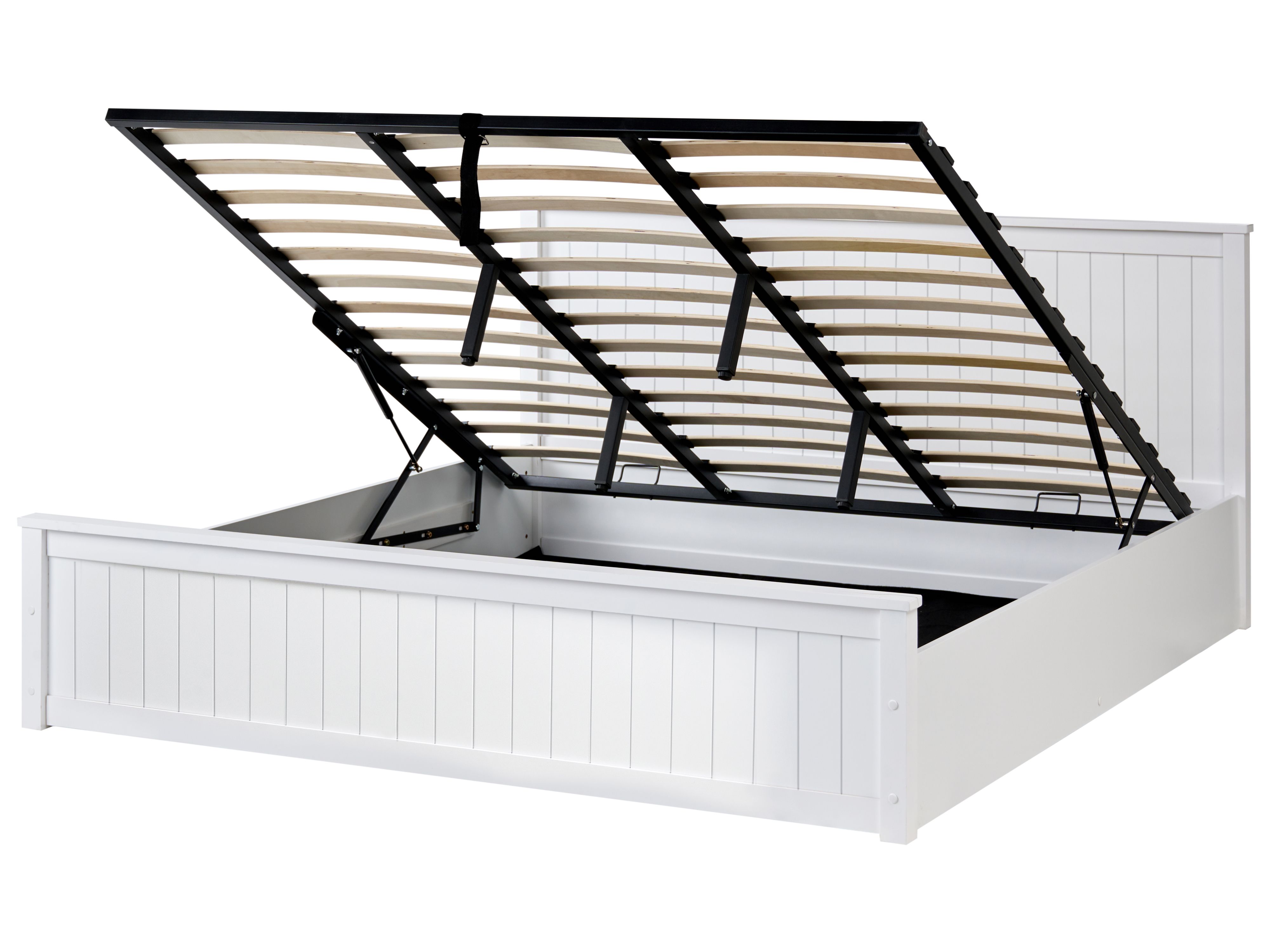 Ottoman Bed Pine Wood LAMBRES 180 x 200 cm (EU Super King) White