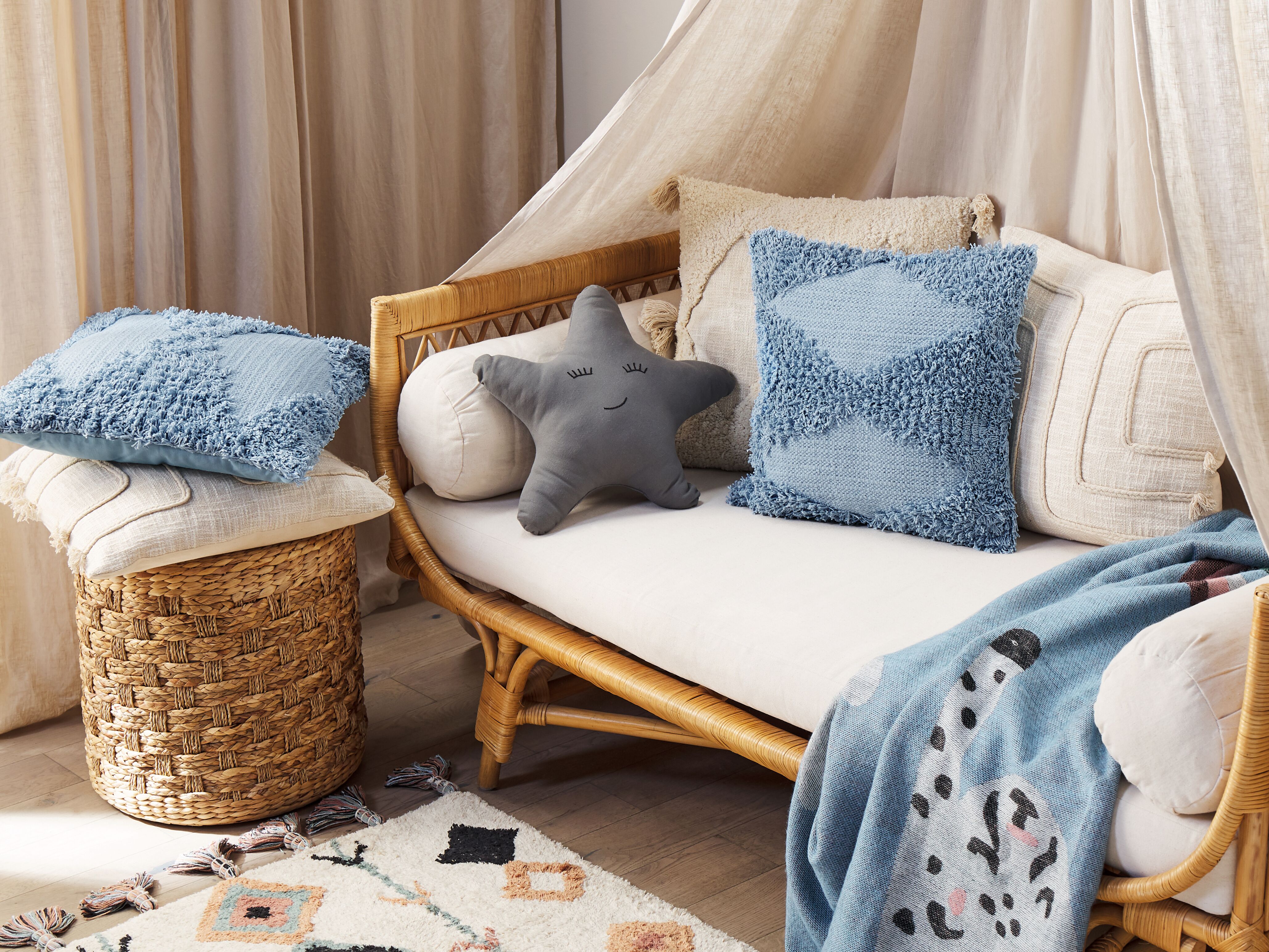 Set of 2 Decorative Cushions RHOEO Cotton 45 x 45 cm Blue