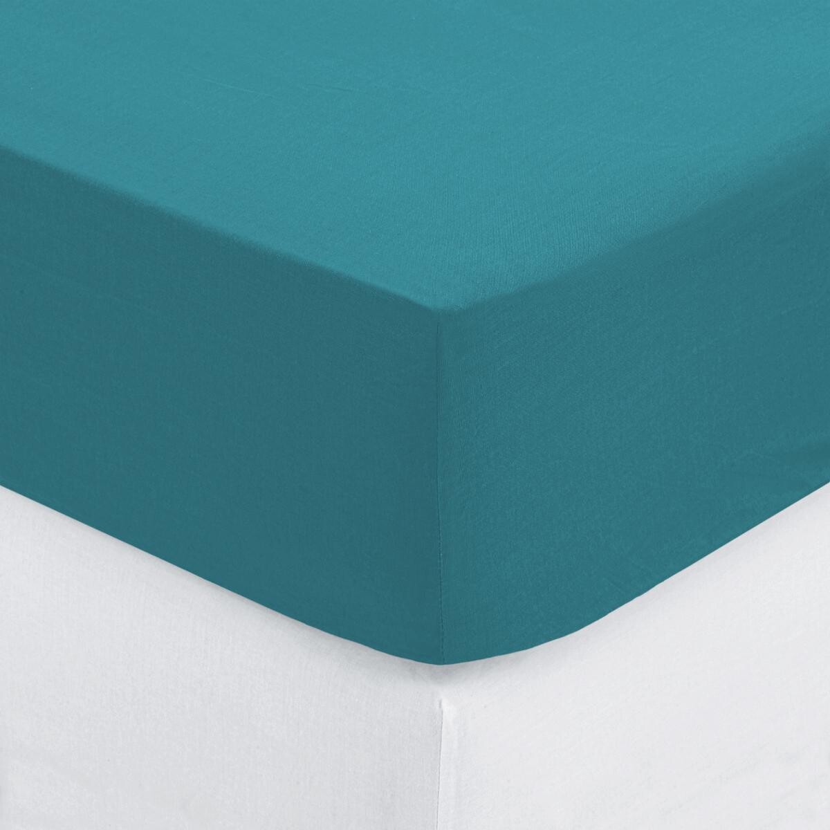 Fitted sheet, cotton Duck blue, 160x200 cm