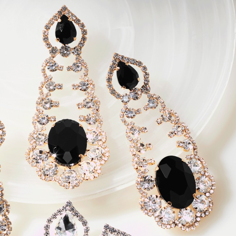 Crystal Frame Suspending Drop Earrings - MIDNIGHT VELVET CATALOG