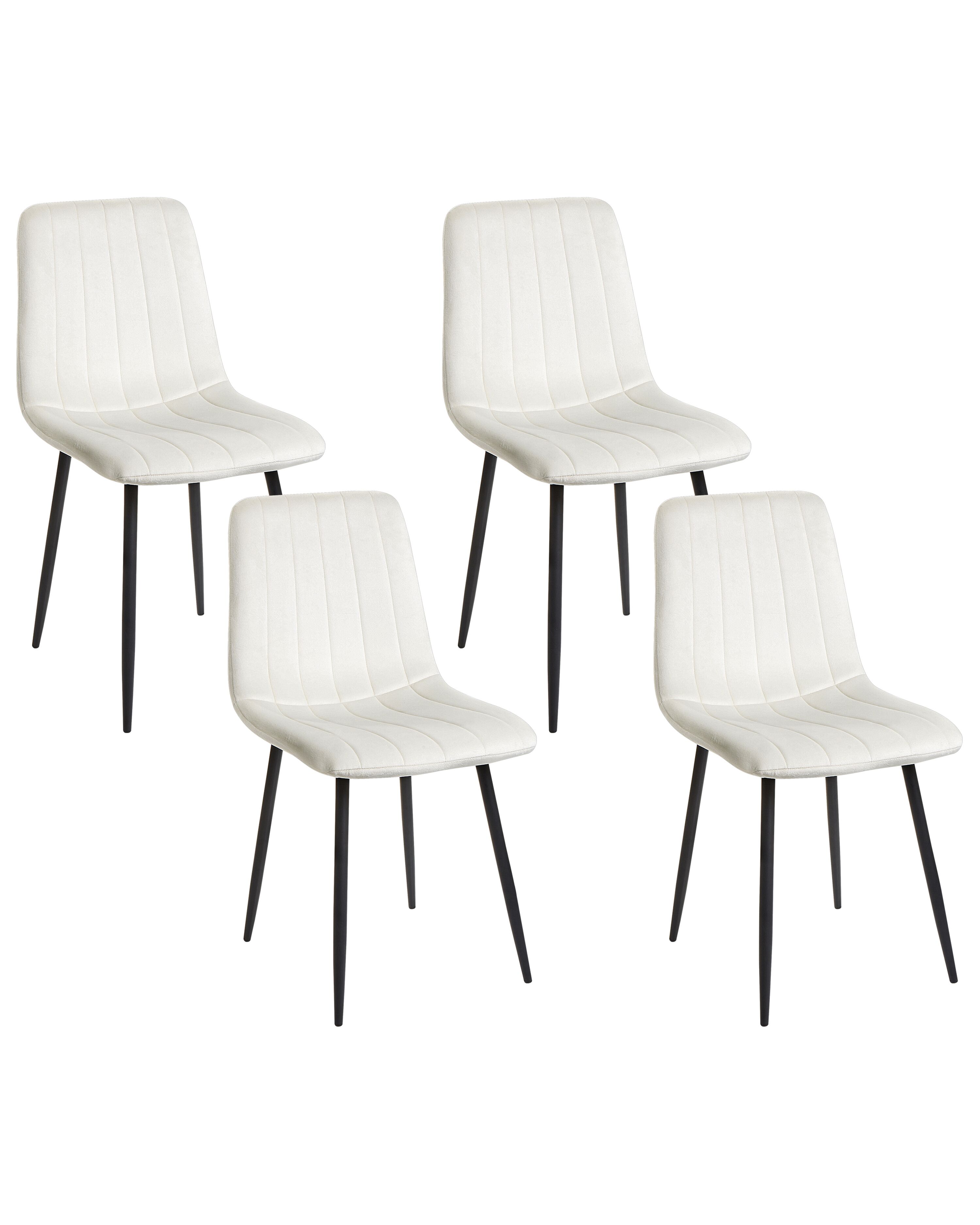 Set of 4 Dining Chairs KALISPELL Velvet Off-White