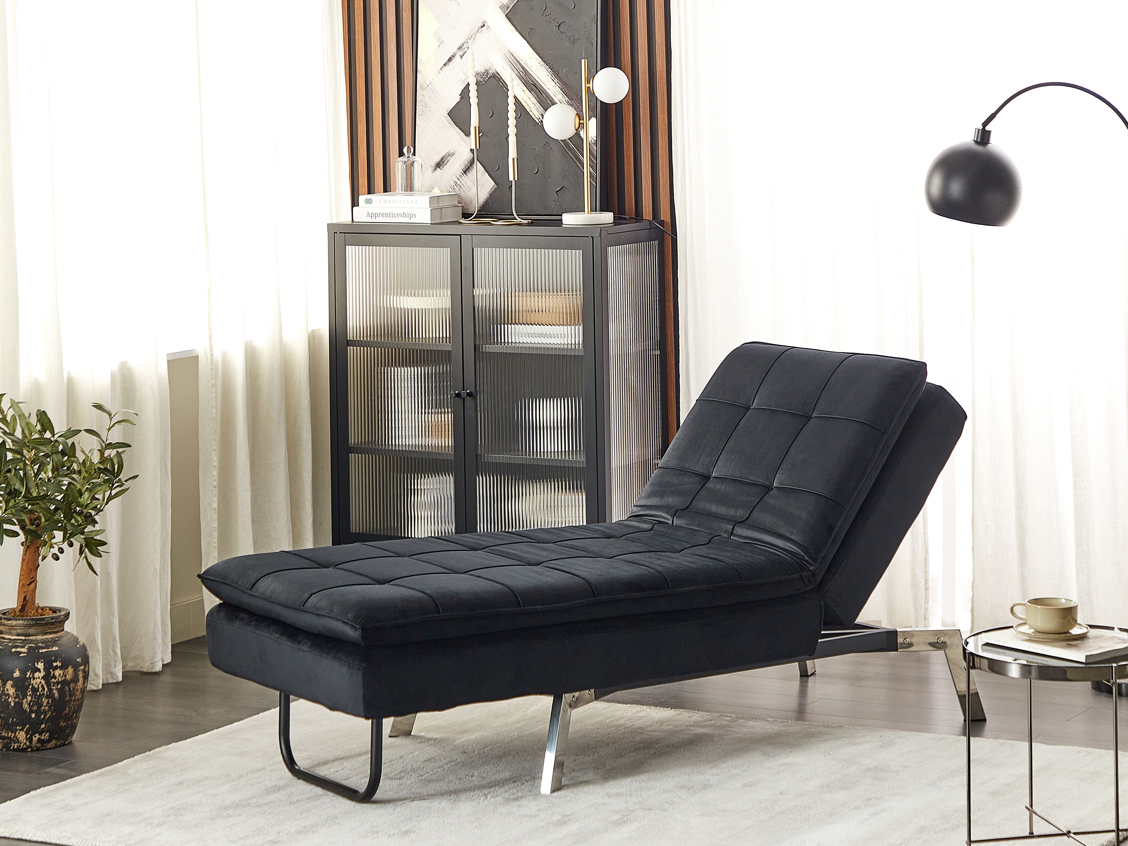 Chaise Longue LOIRET Velvet Black