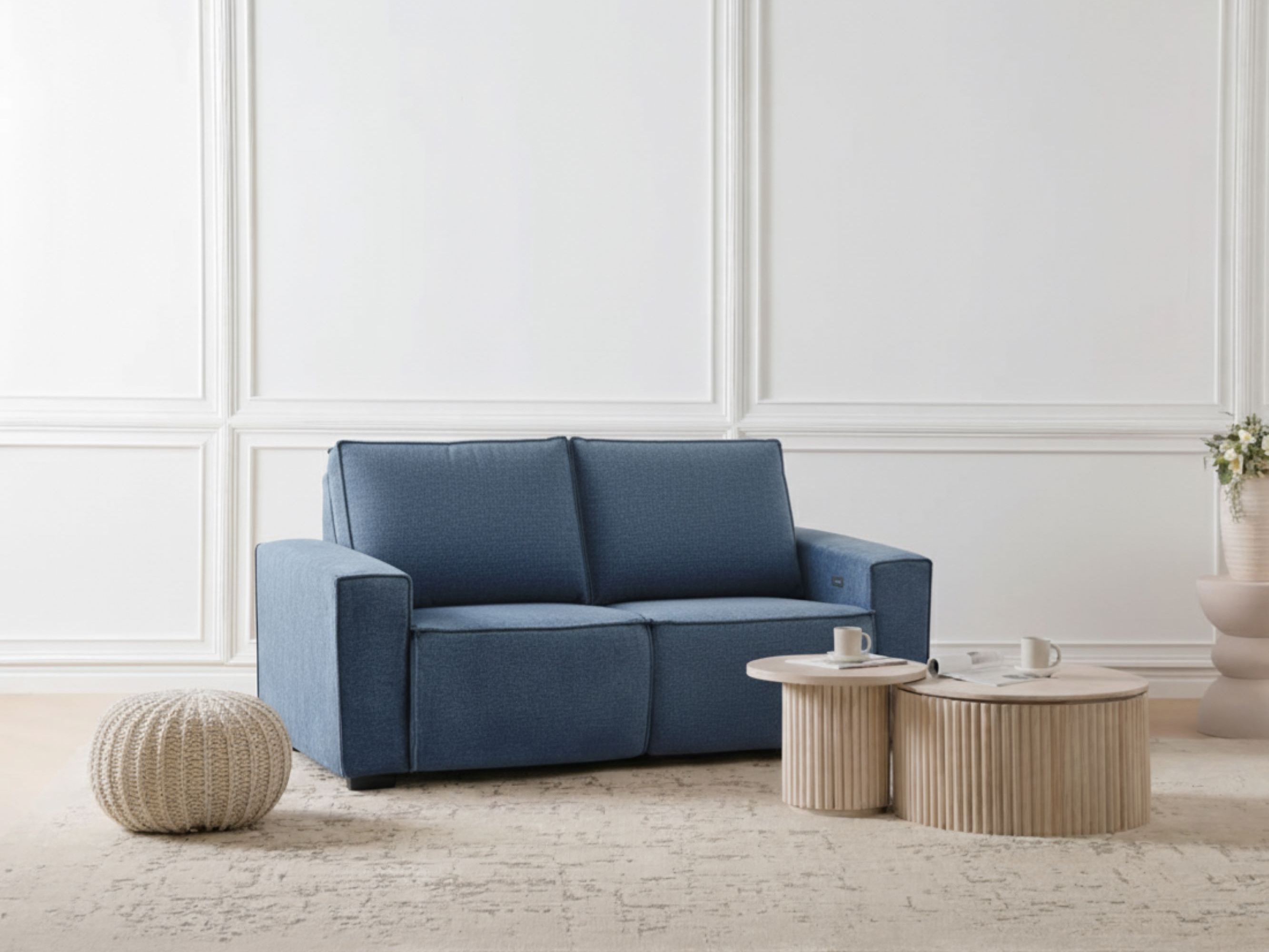 Electric Recliner Sofa 2 Seater NUKARI Fabric Blue