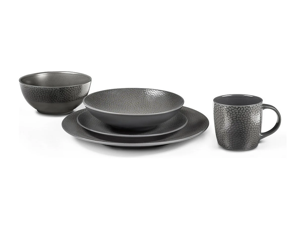 Stone Gris - Assiette salade et pâtes 19 cm (lot de 6)