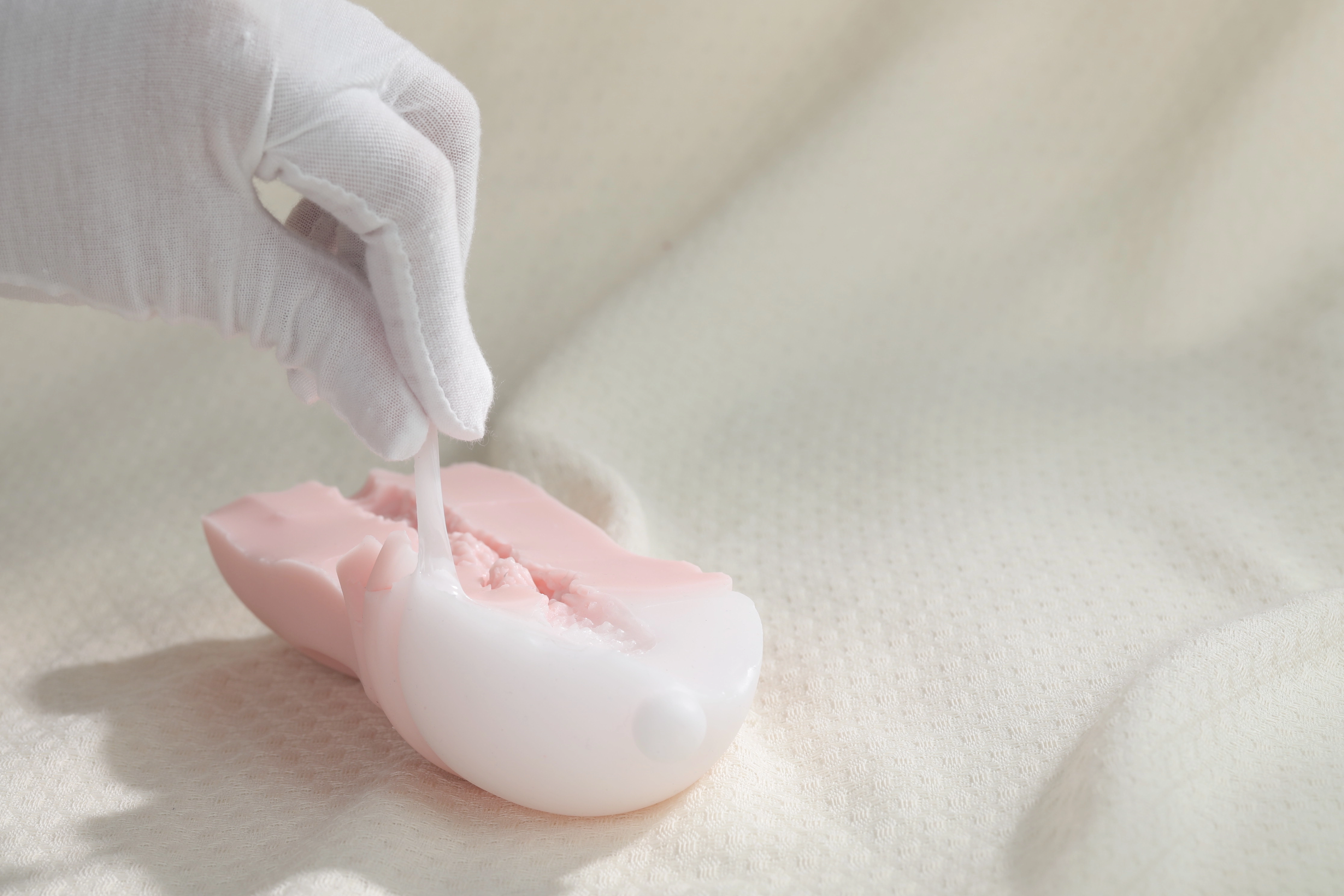 Recessed grip marks on the Dr.YUU Breast-Shaped Male Masturbator