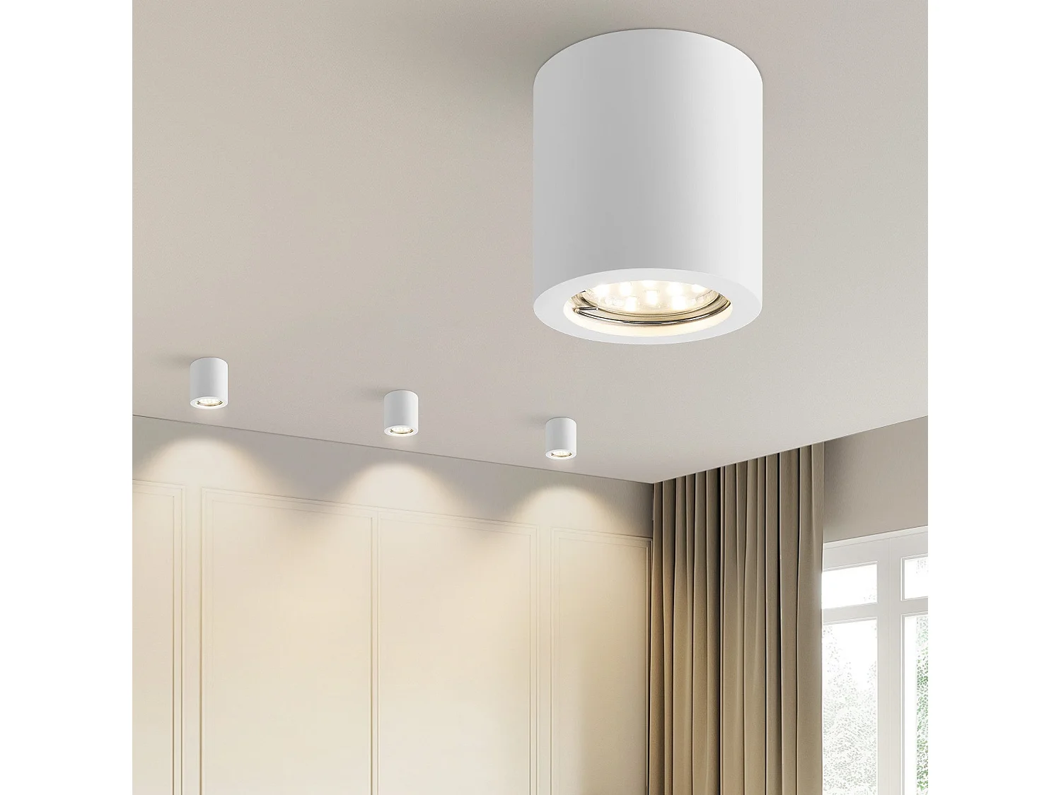 NETTLIFE Spot En Saillie Blanc Rond Gu10 Spots De Plafond Plâtre Moderne Petit 40w