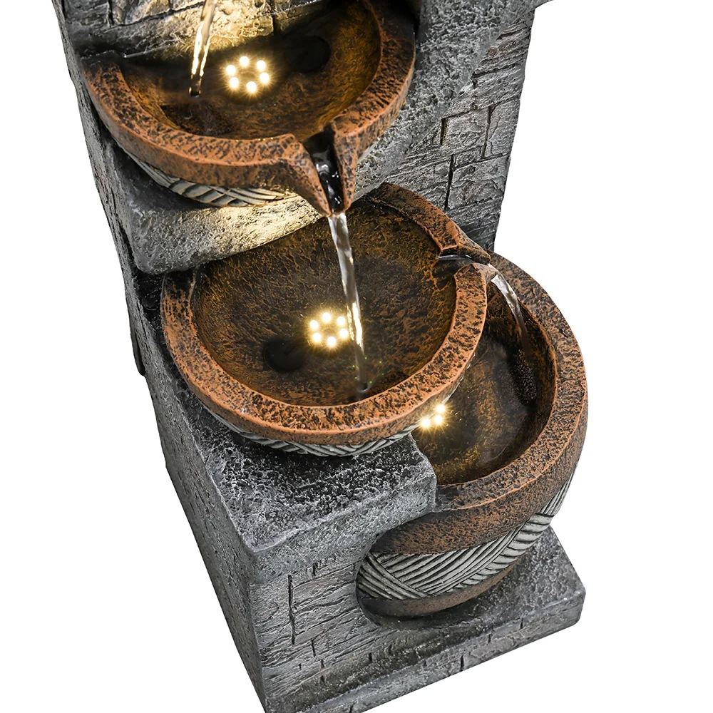 SunJet 5-Tiers Indoor/Outdoor Garden Water Fountain - 42.5inches Modern Floor-Standing Cascading Water Feature - Suitable for Deck, Patio, Porch, Yard Decor - Image 6