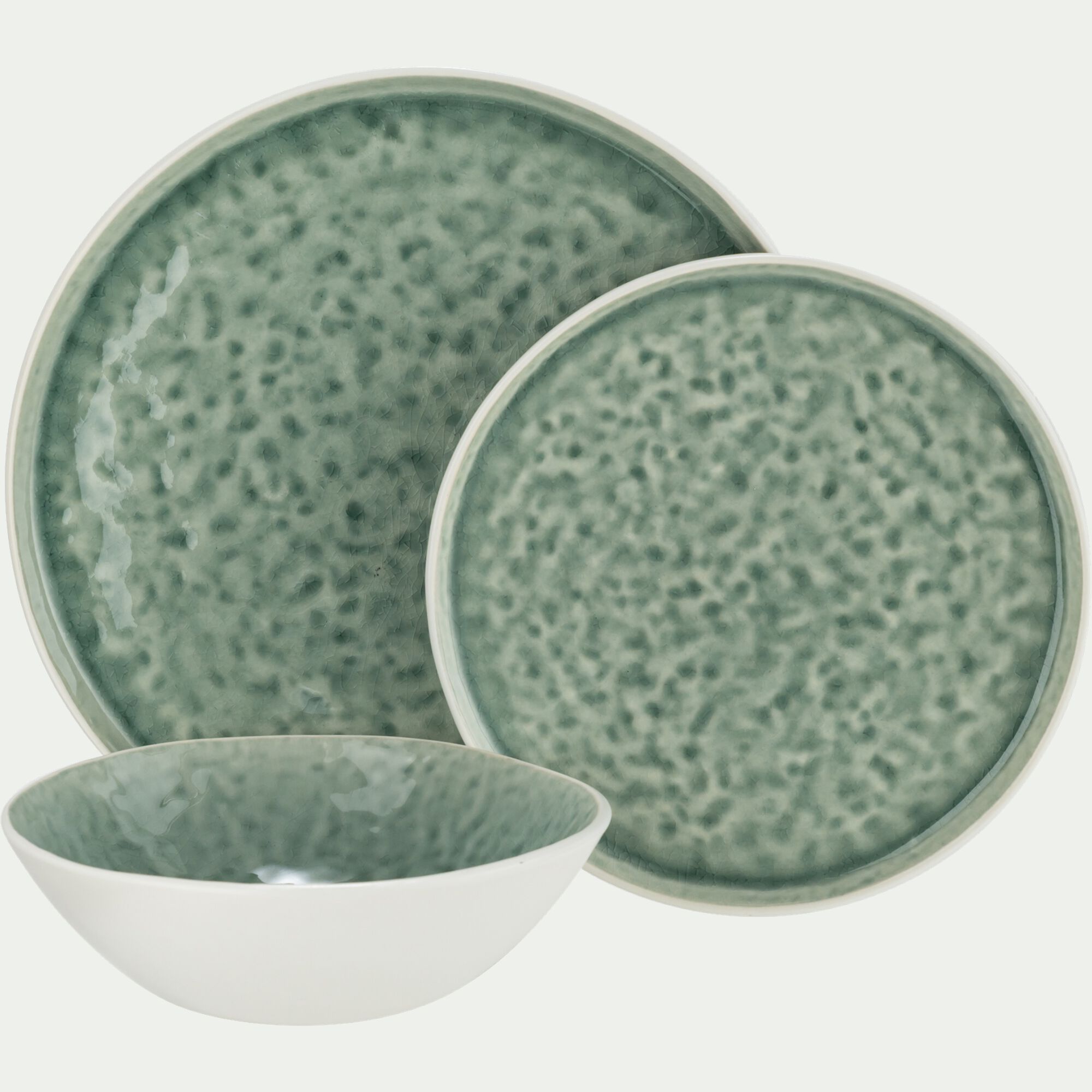 FRIOUL - Assiette creuse en grès D18cm - bleu