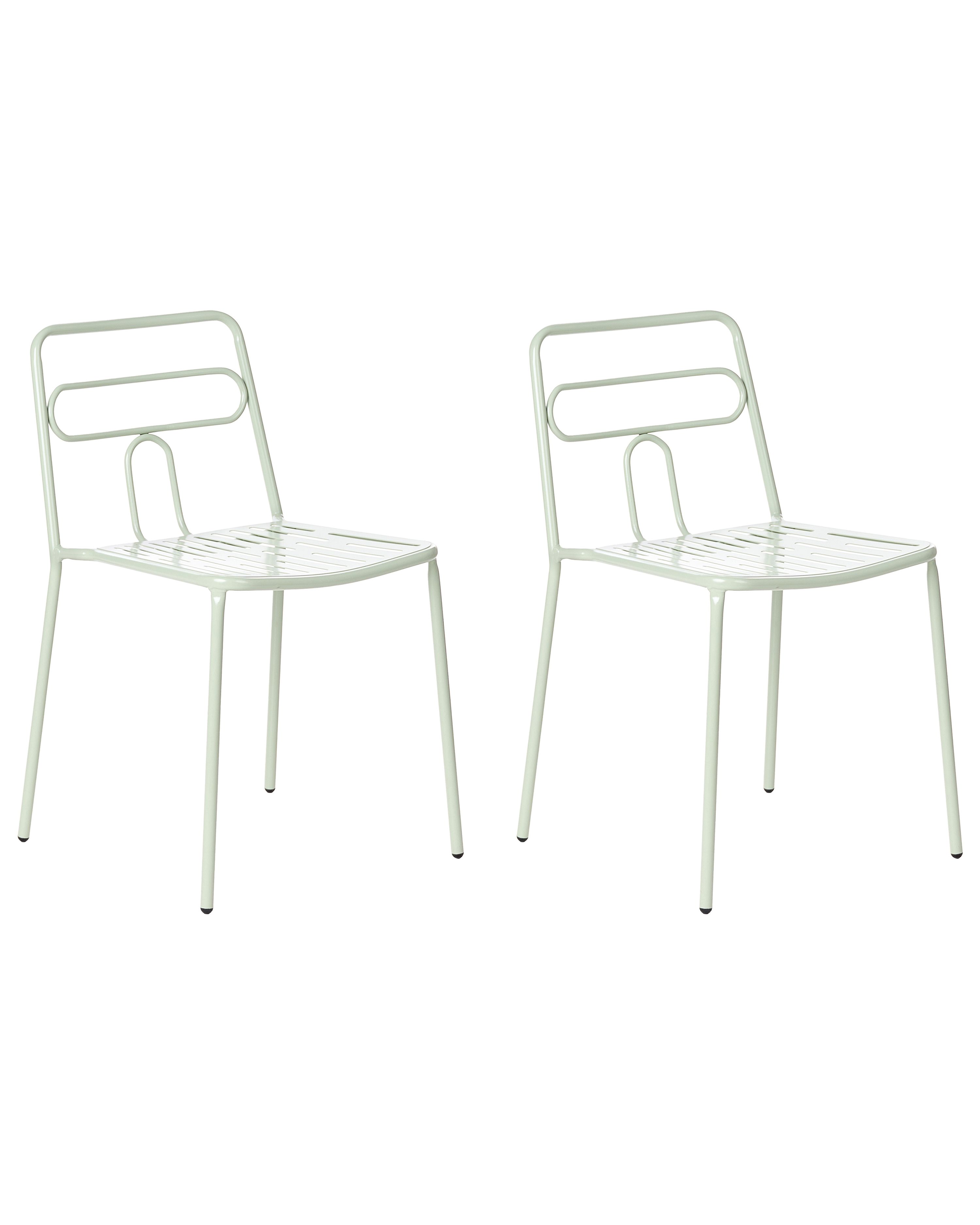 Set of 2 Garden Chairs AGEROLA Metal Light Green