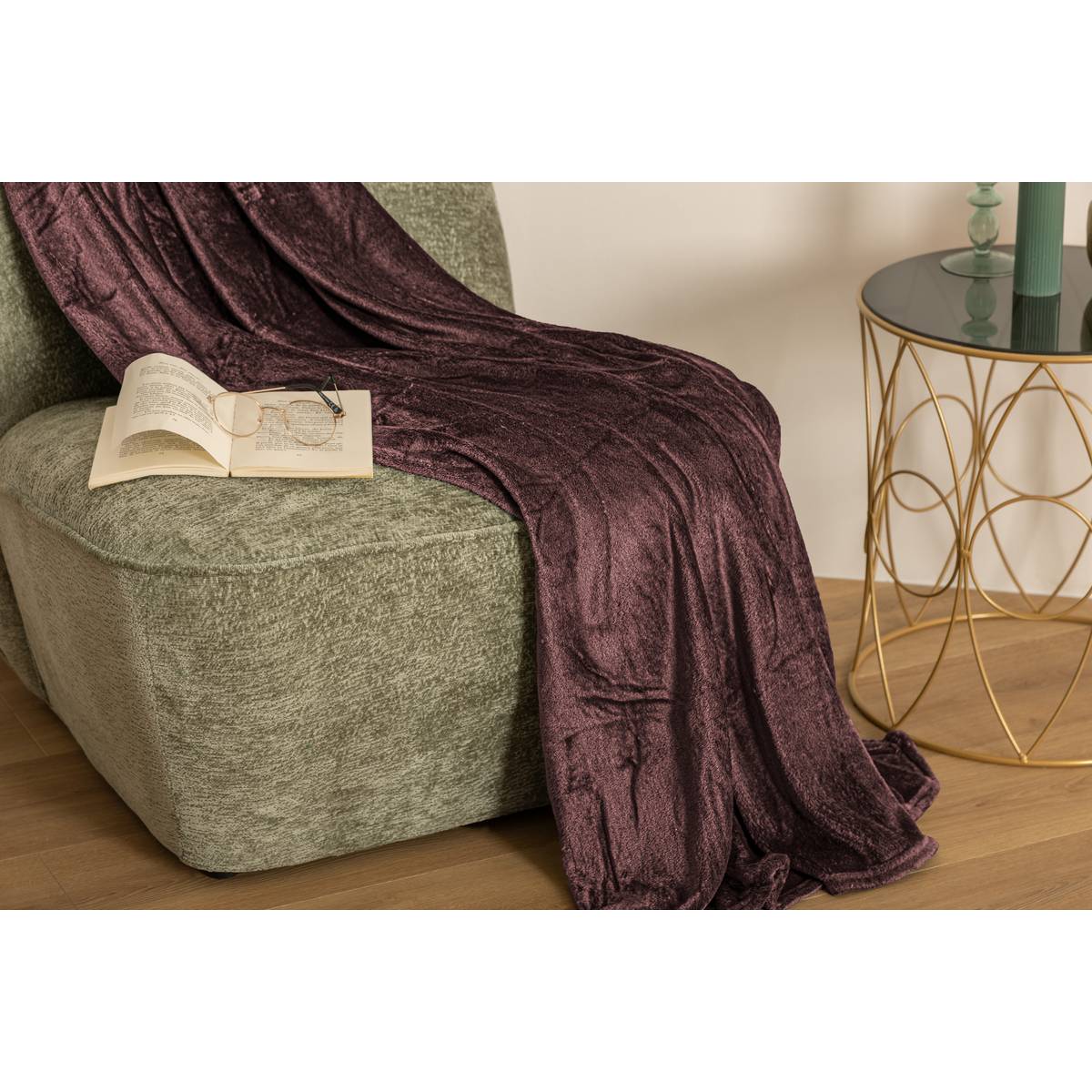 Flannel Throw "Ollis" Light Violet, 180x130 cm