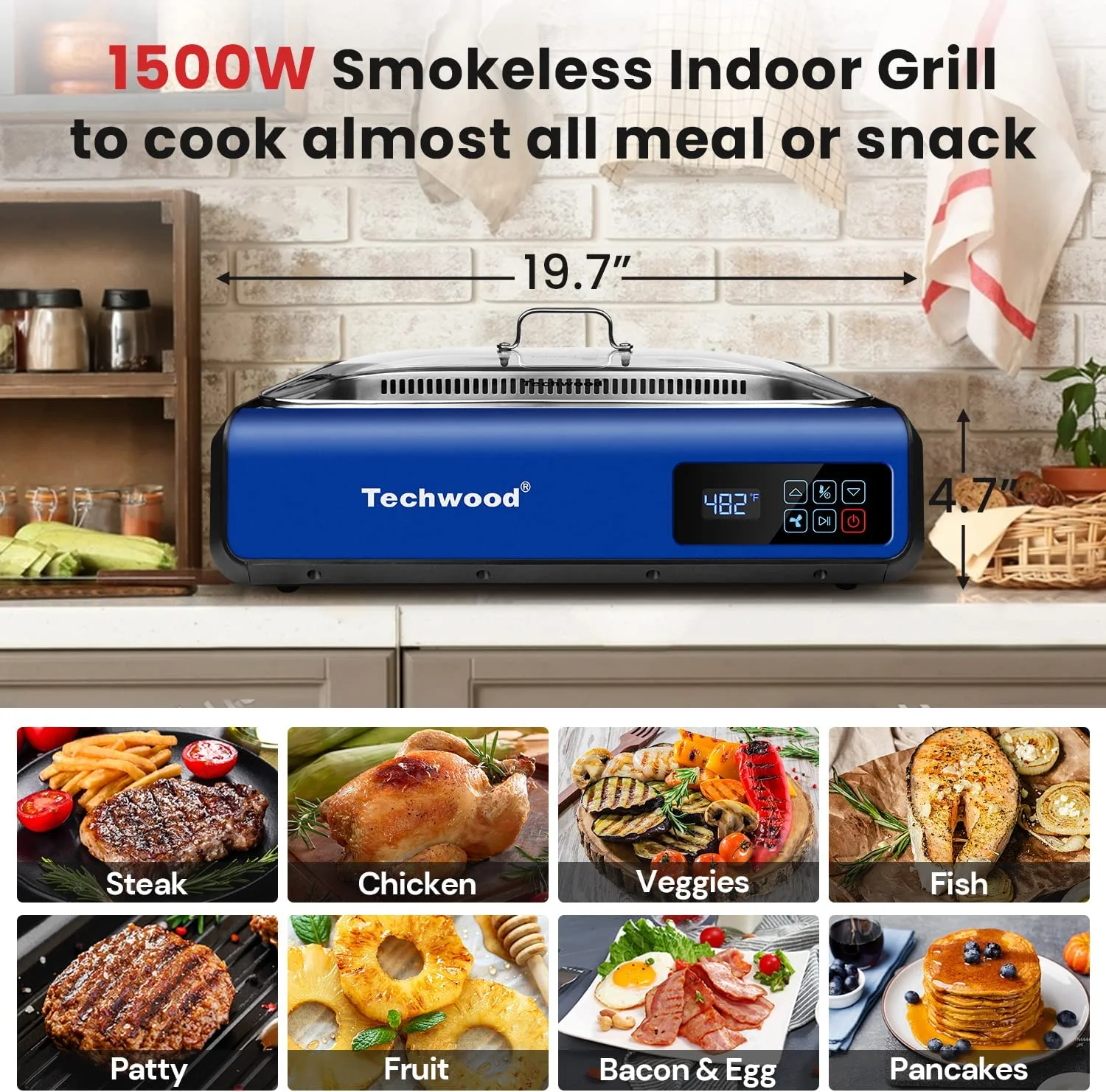 Techwood Indoor Smokeless Grill, 1500W, Black, Electric Portable Korean BBQ Grill with Tempered Glass Lid - Image 33